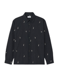 LACOSTE Relaxed Fit Embroidered Cotton Shirt Black