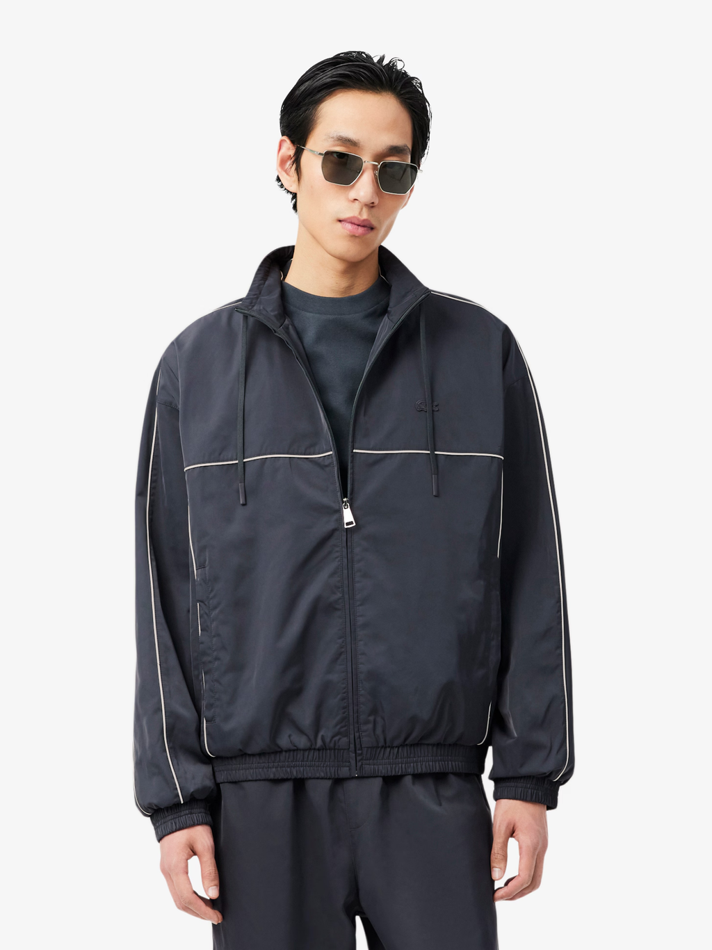 LACOSTE Water-Repellent Trim Accent Track Jacket Dark Grey