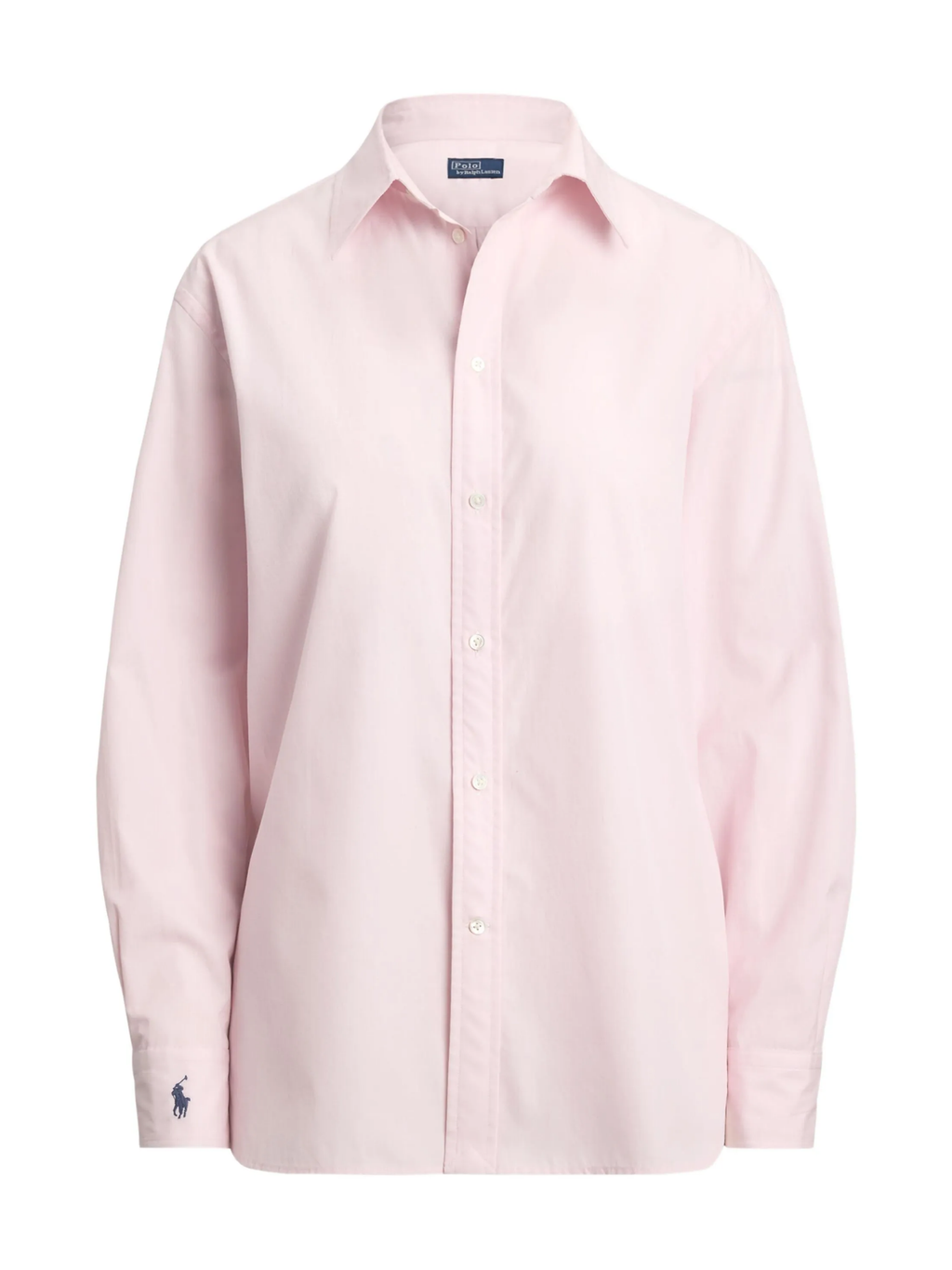 RALPH LAUREN WOMEN End-on-End Oversize Fit Cotton Shirt Surfside Rose