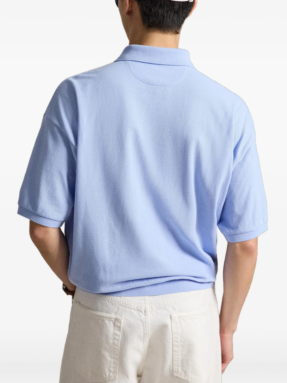 RALPH LAUREN Relaxed Fit Mesh Polo Shirt Pebble Blue
