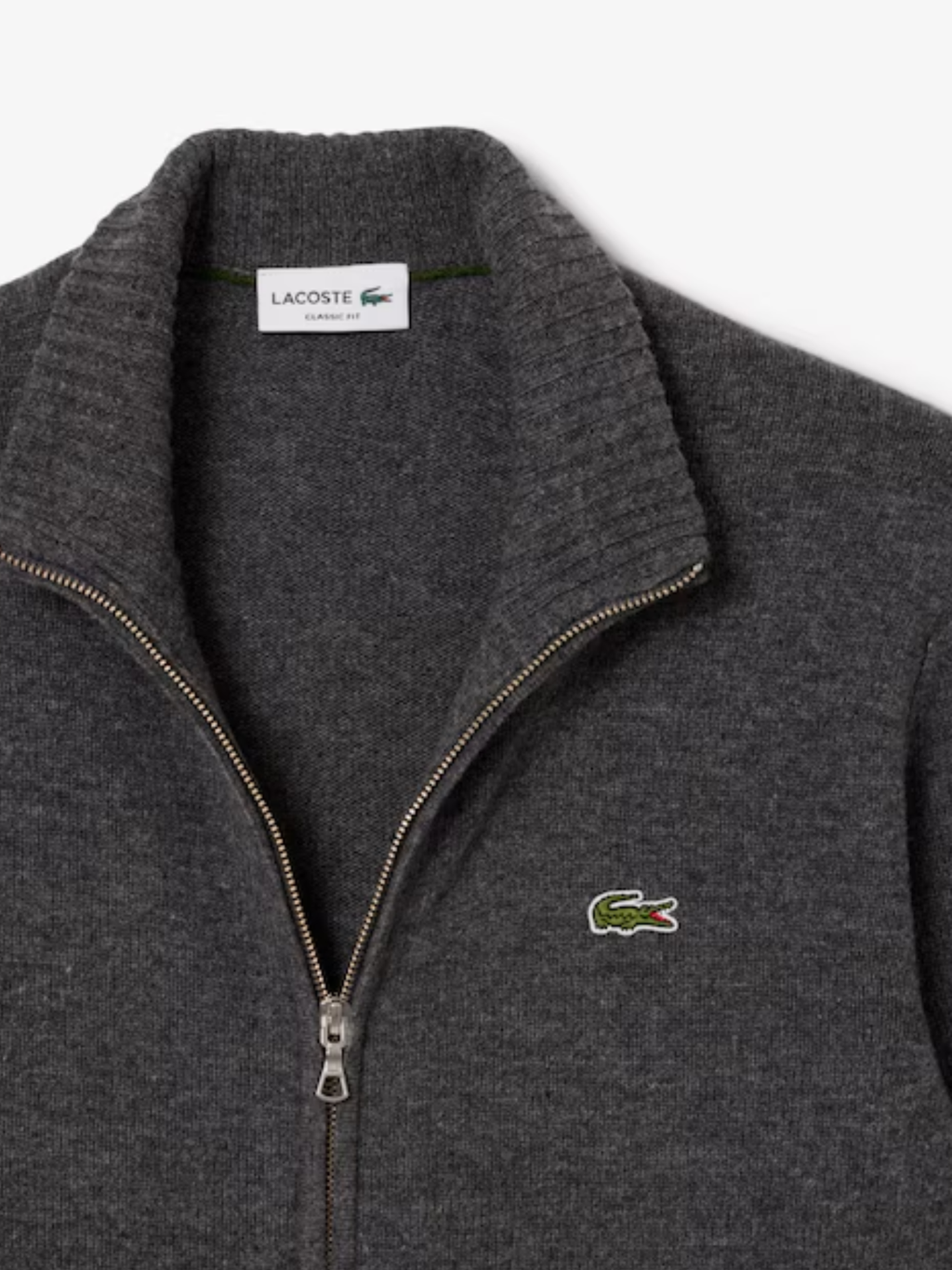 LACOSTE Wool Zipped Sweater Heathered Grey