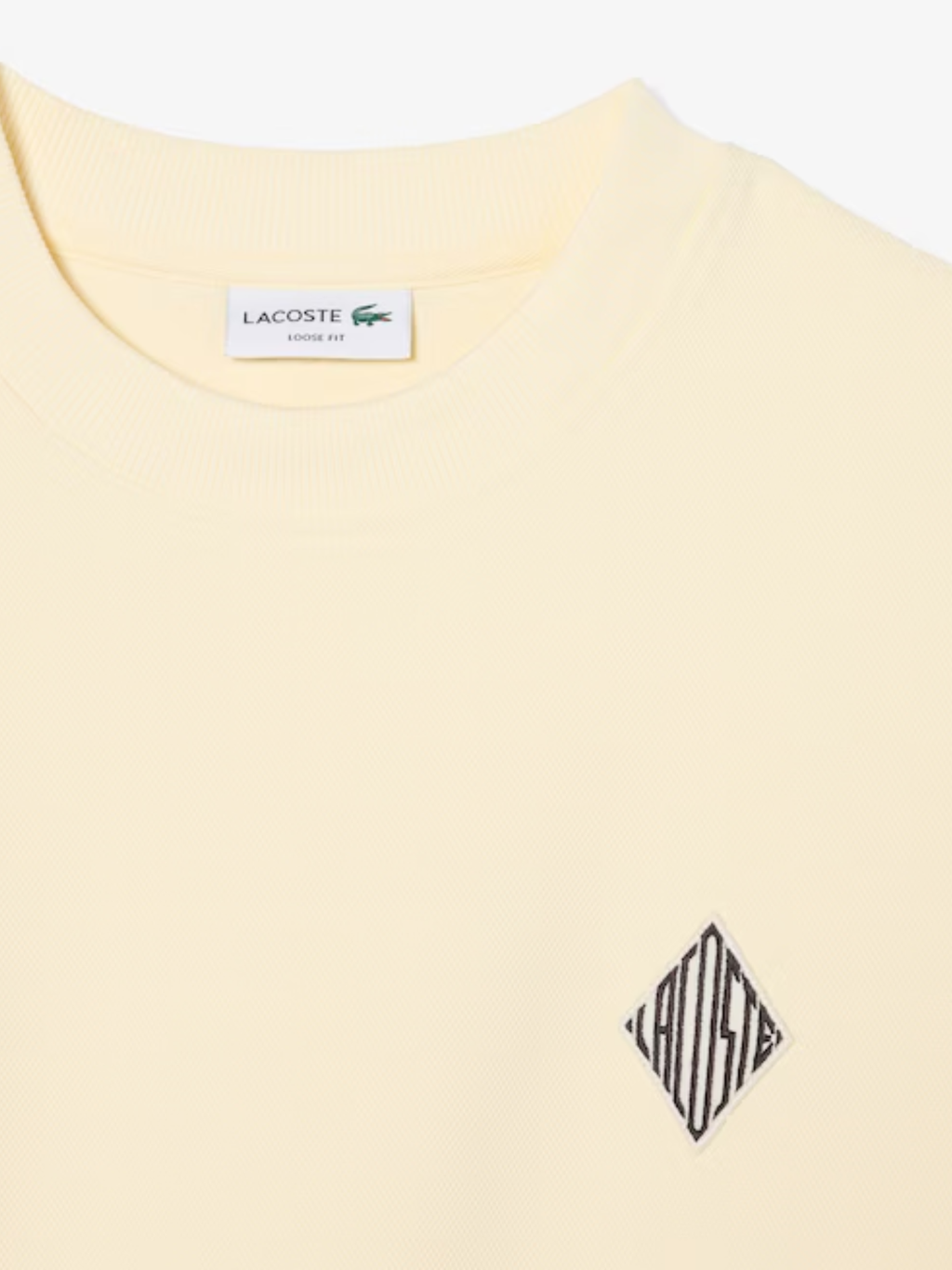 LACOSTE Double Face Piqué Badge Sweatshirt Lemon Beige
