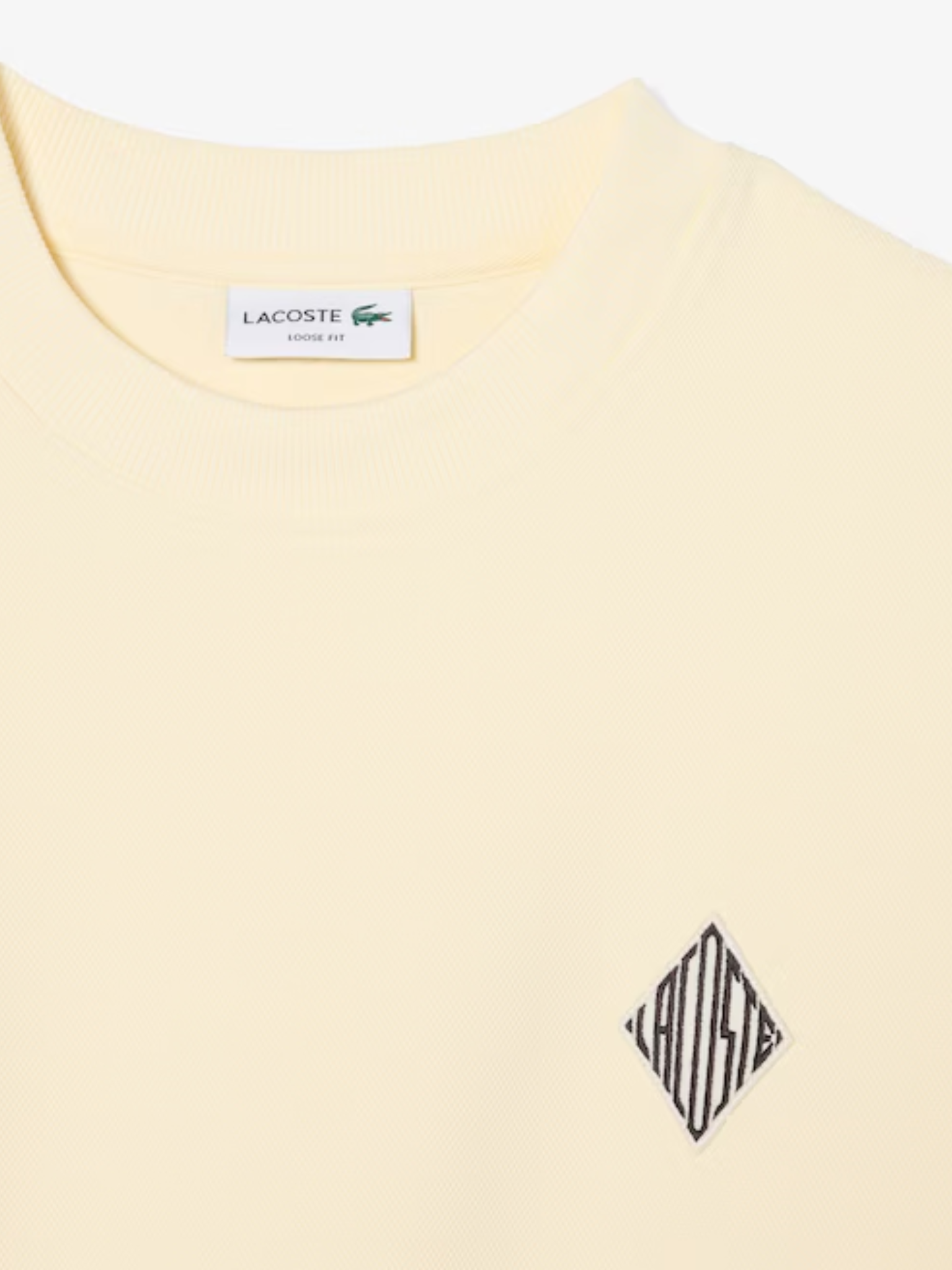 LACOSTE Double Face Piqué Badge Sweatshirt Lemon Beige