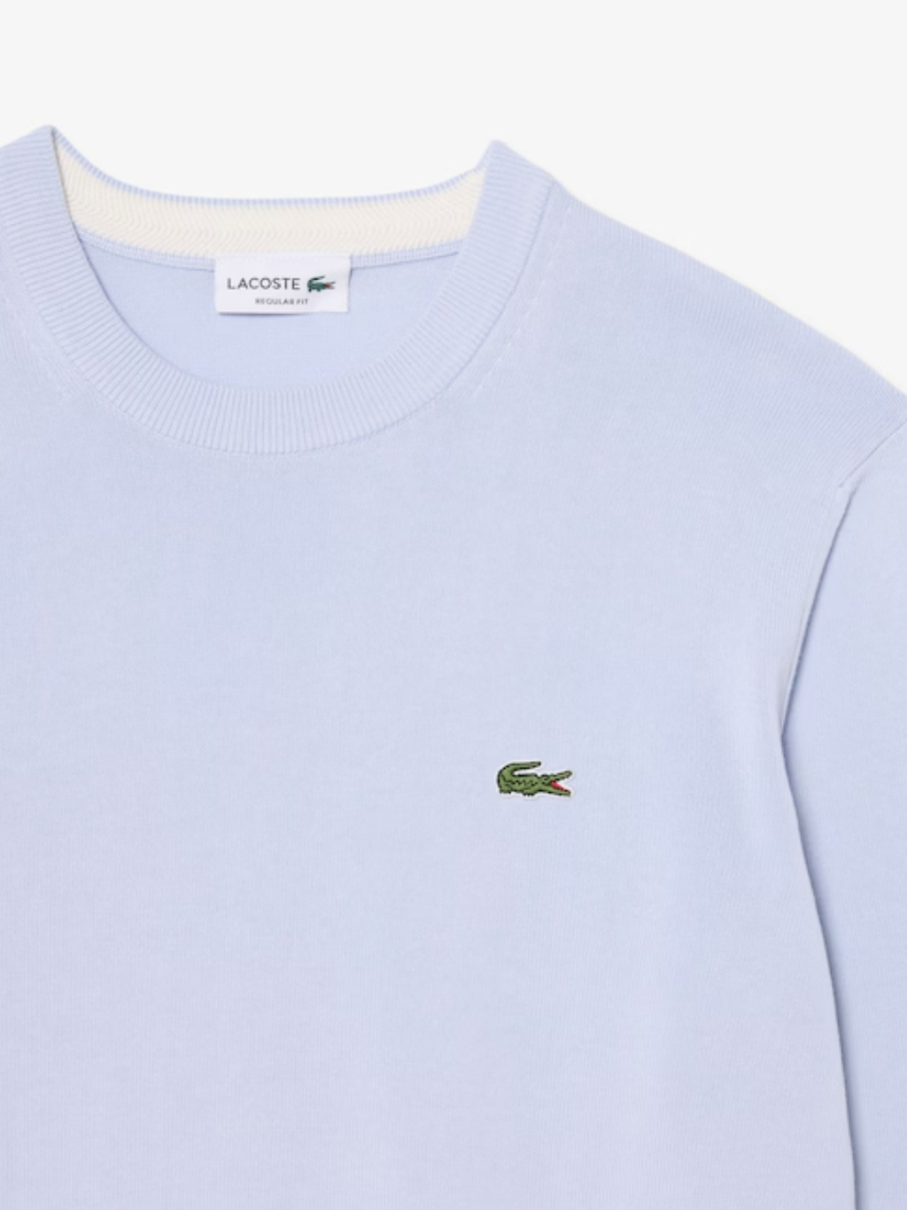 LACOSTE Monochrome Crew Neck Cotton Sweater Light Blue