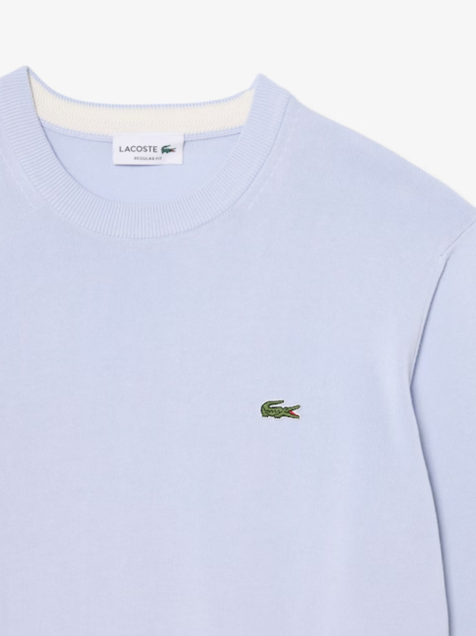LACOSTE Monochrome Crew Neck Cotton Sweater Light Blue