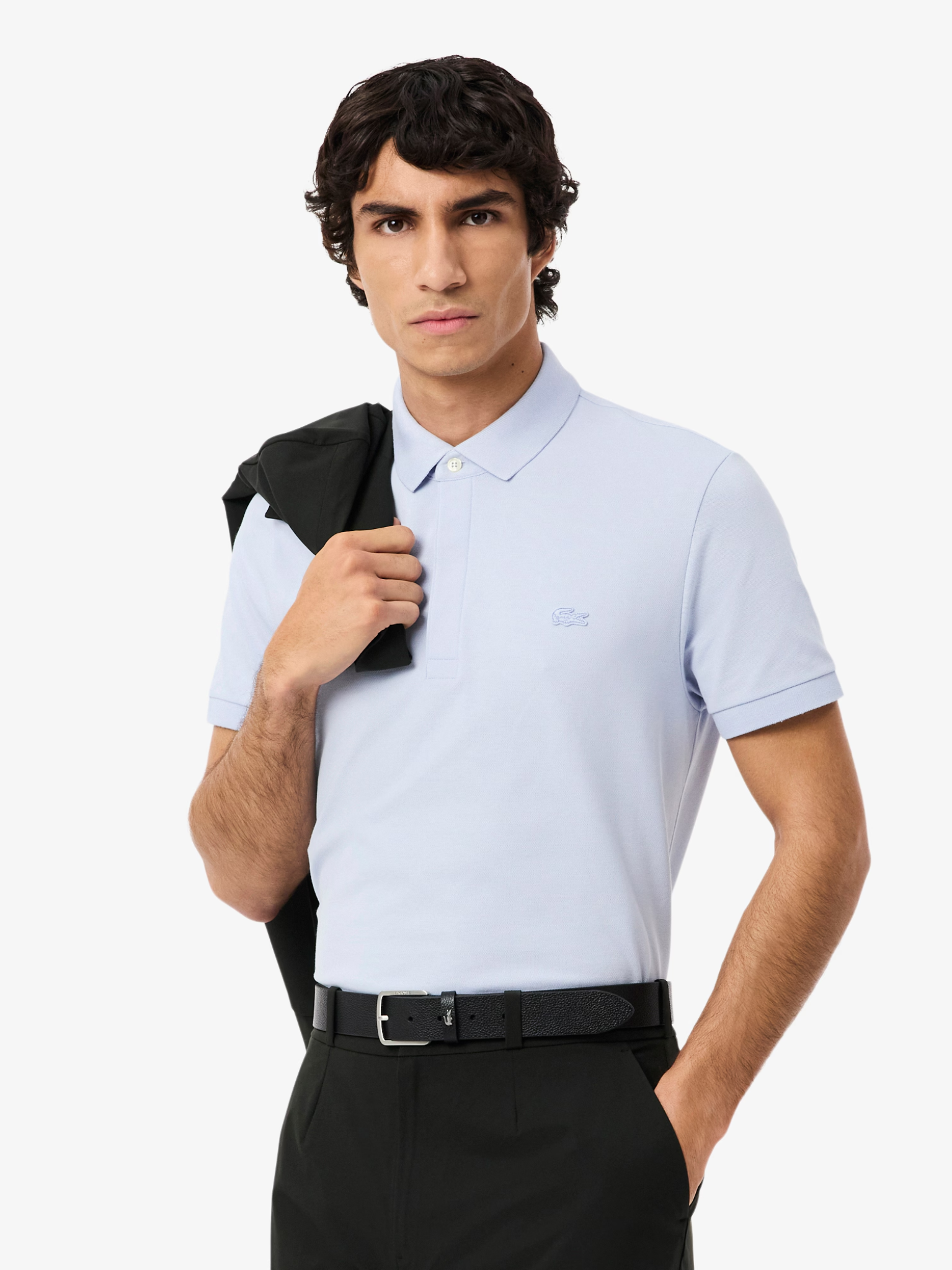 LACOSTE Regular Fit Paris Stretch Piqué Polo Shirt Light Blue