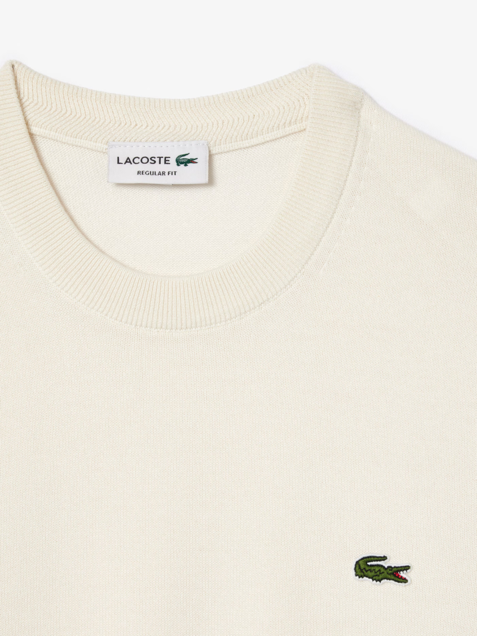 LACOSTE Monochrome Crew Neck Cotton Sweater White