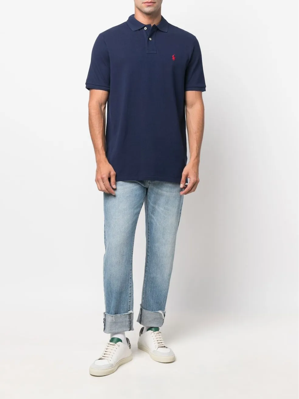 RALPH LAUREN Classic Fit Mesh Polo Shirt Newport Navy