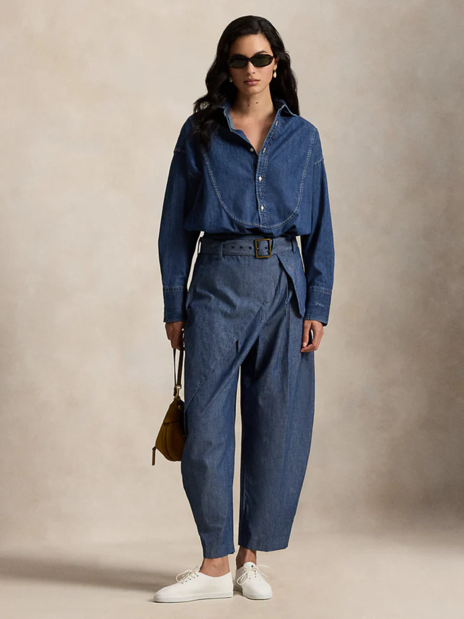 RALPH LAUREN WOMEN Denim Tuxedo Shirt Linden Wash