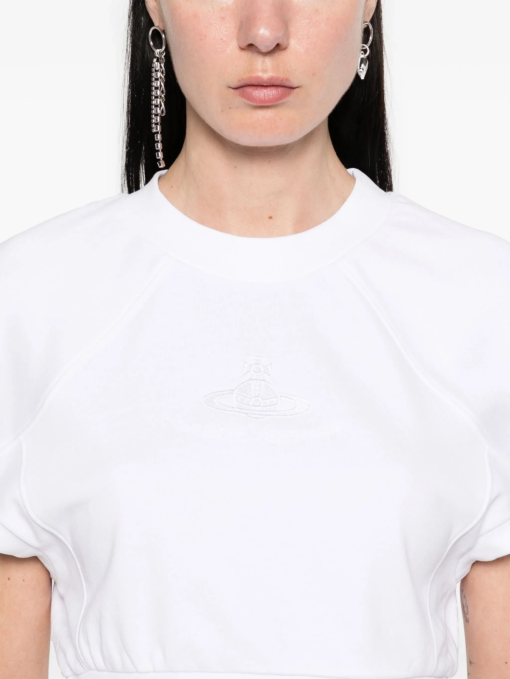 VIVIENNE WESTWOOD WOMEN Cropped Football Sweatshirt White
