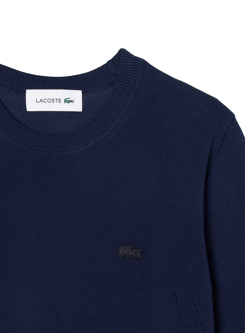 LACOSTE WOMEN 3D Knit Crew Neck Sweater Midnight Blue