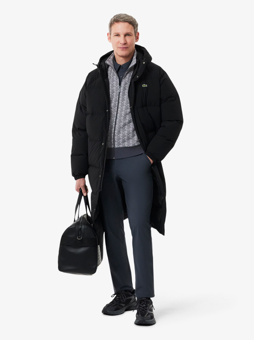 LACOSTE Paris Zip-Up Jacquard Track Jacket Grey
