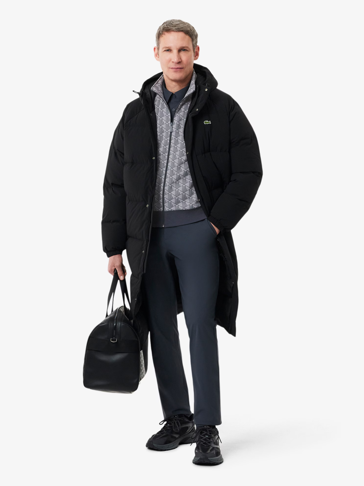 LACOSTE Paris Zip-Up Jacquard Track Jacket Grey