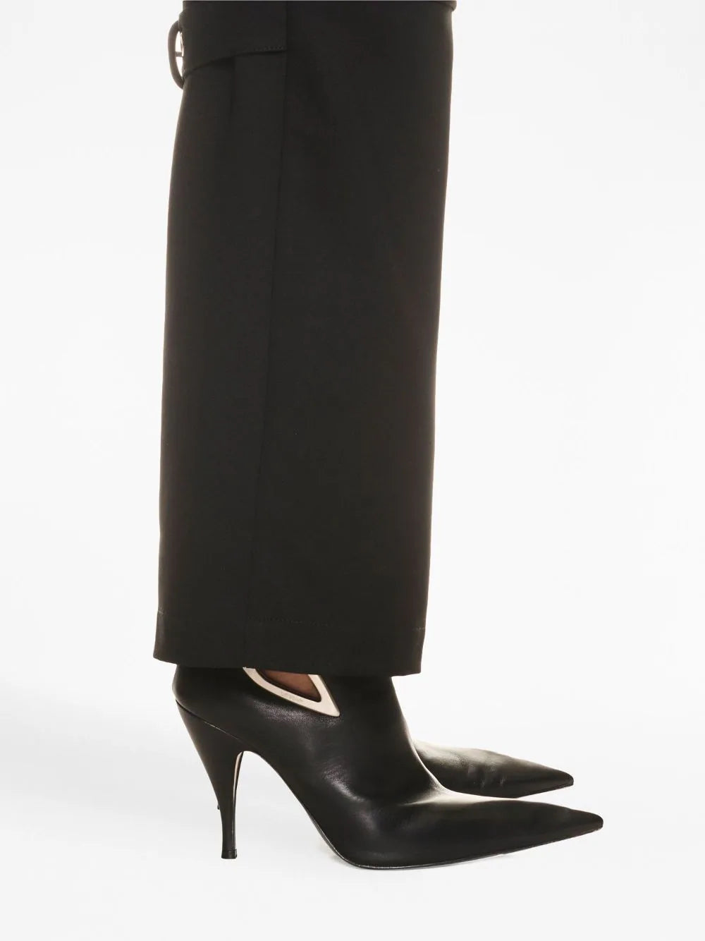 OFF-WHITE WOMEN Crescent Leather Heels Black Silver