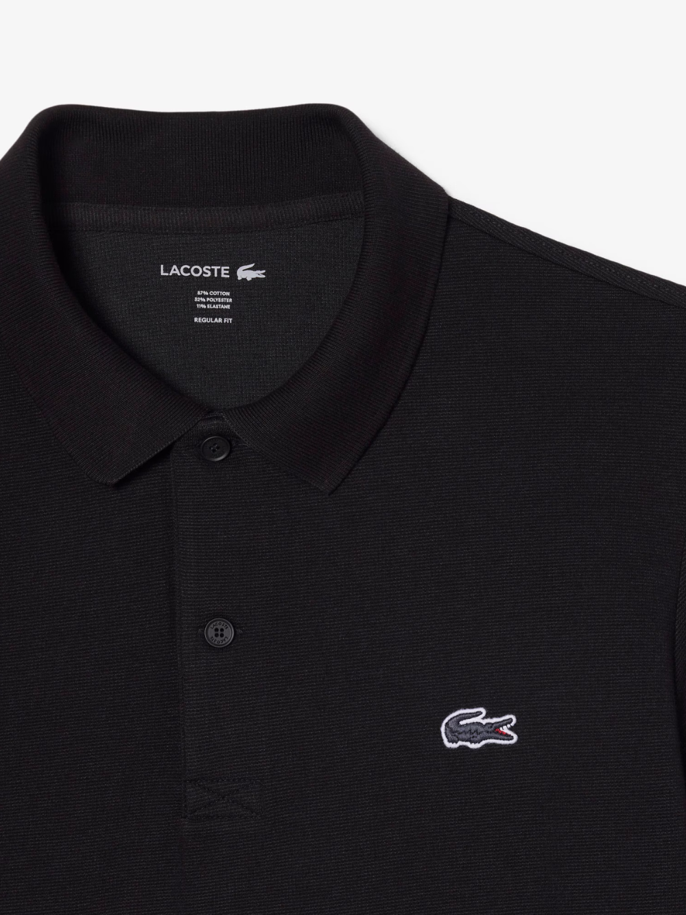 LACOSTE Regular Fit Cotton Polyester Blend Polo Shirt Black