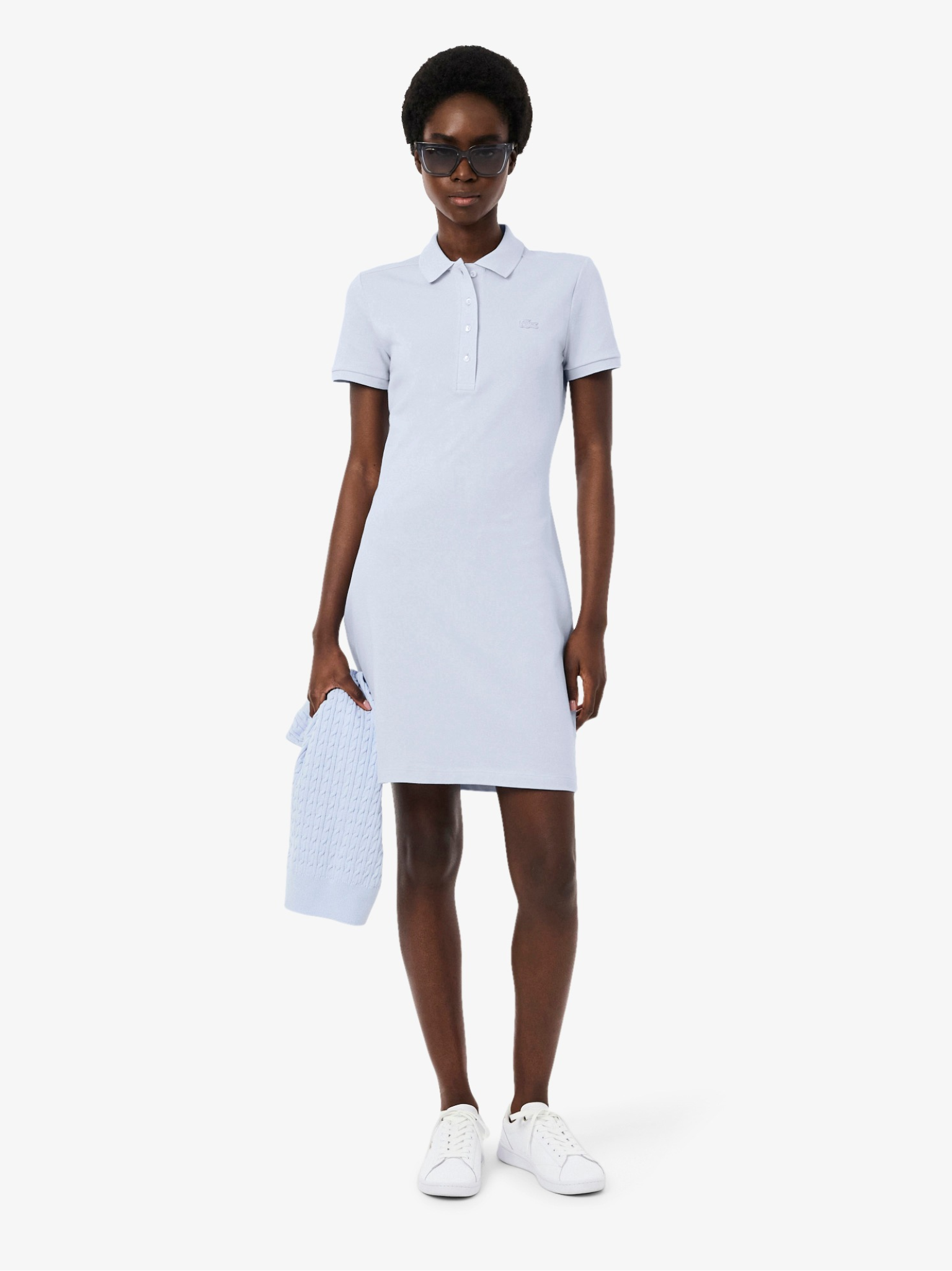 LACOSTE WOMEN Slim Fit Stretch Piqué Polo Dress Light Blue