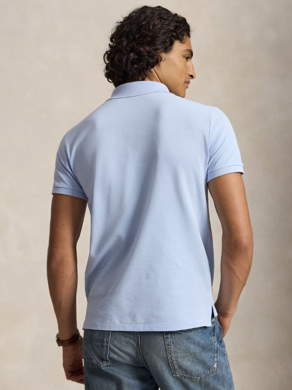 RALPH LAUREN The Iconic Custom Slim Fit Mesh Polo Pebble Blue