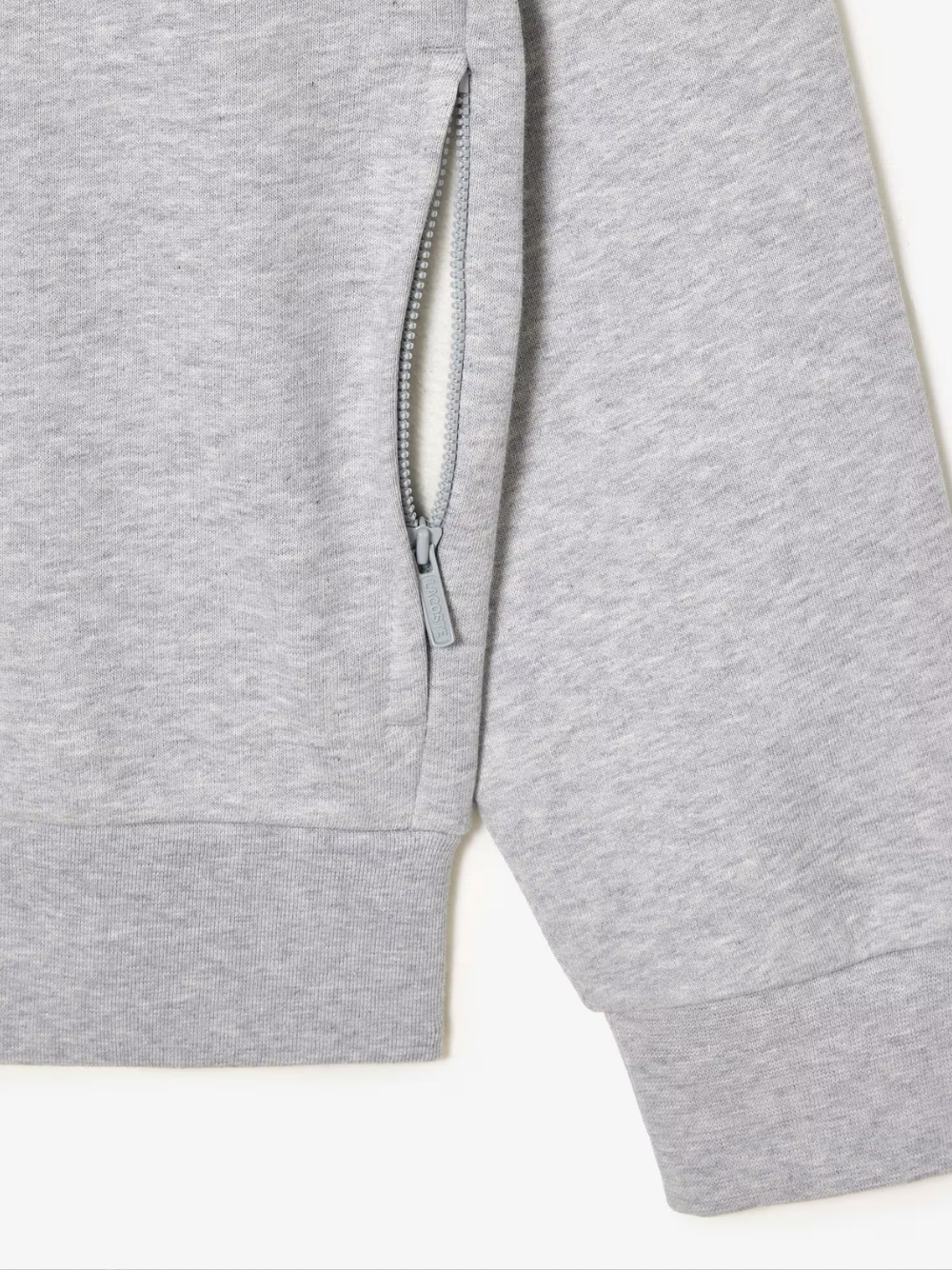 LACOSTE Zip-Up High Neck Fleece Sweatshirt Grey