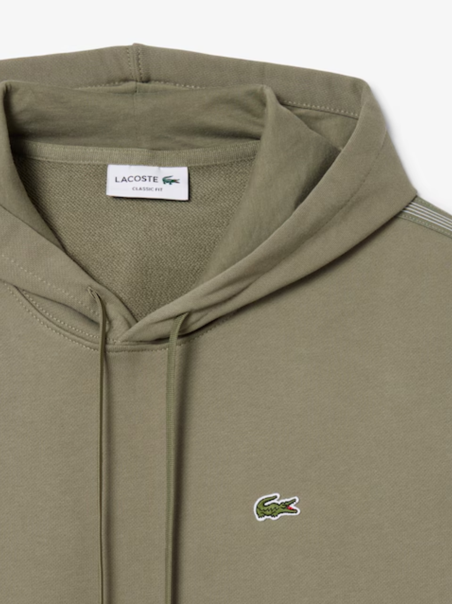 LACOSTE Logo Stripe Zipped Hoodie Khaki Green