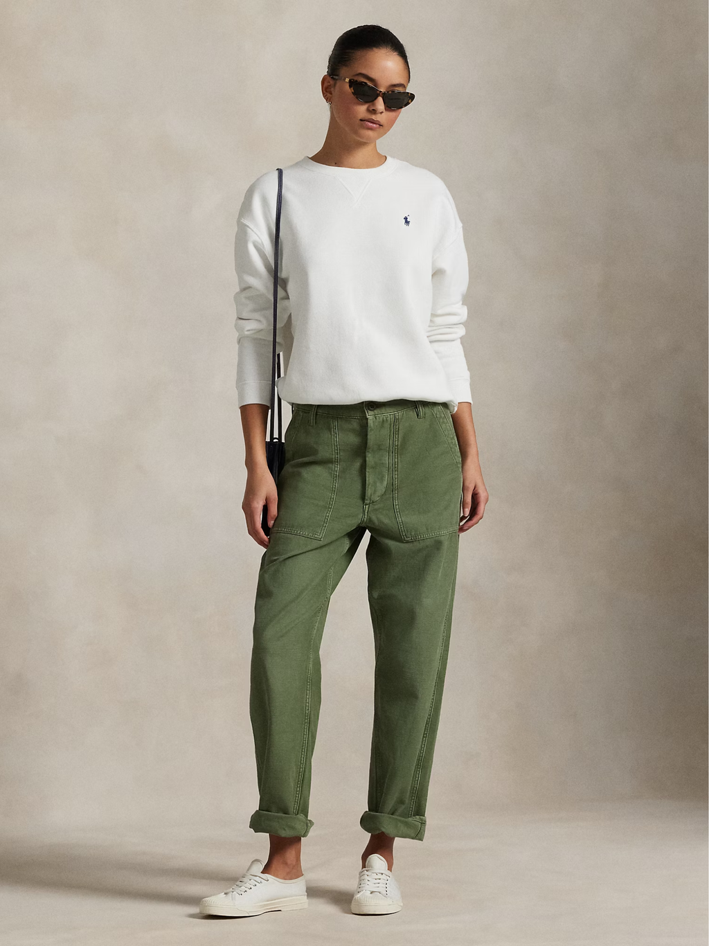 RALPH LAUREN WOMEN Fleece Crewneck Sweatshirt White