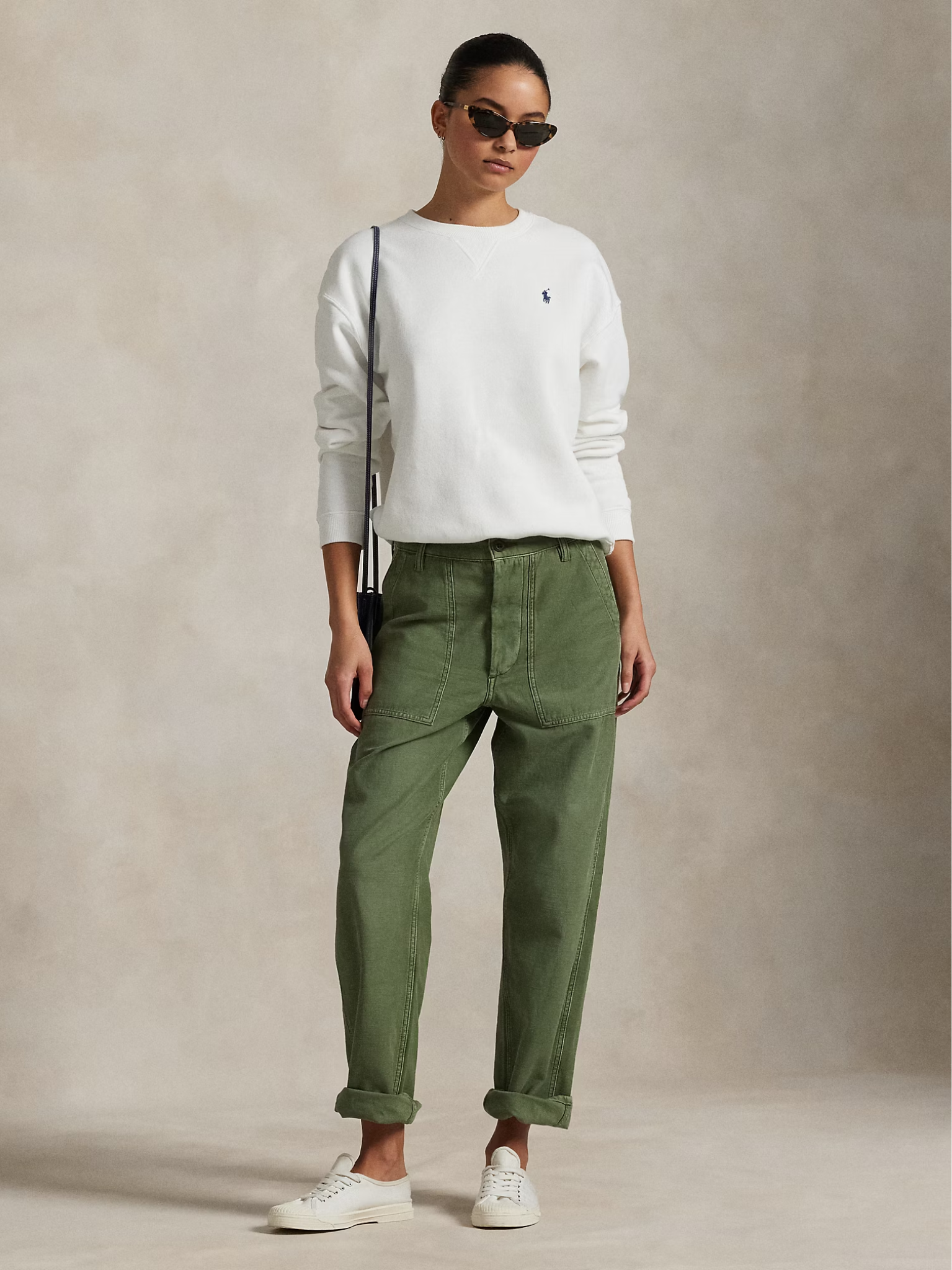 RALPH LAUREN WOMEN Fleece Crewneck Sweatshirt White