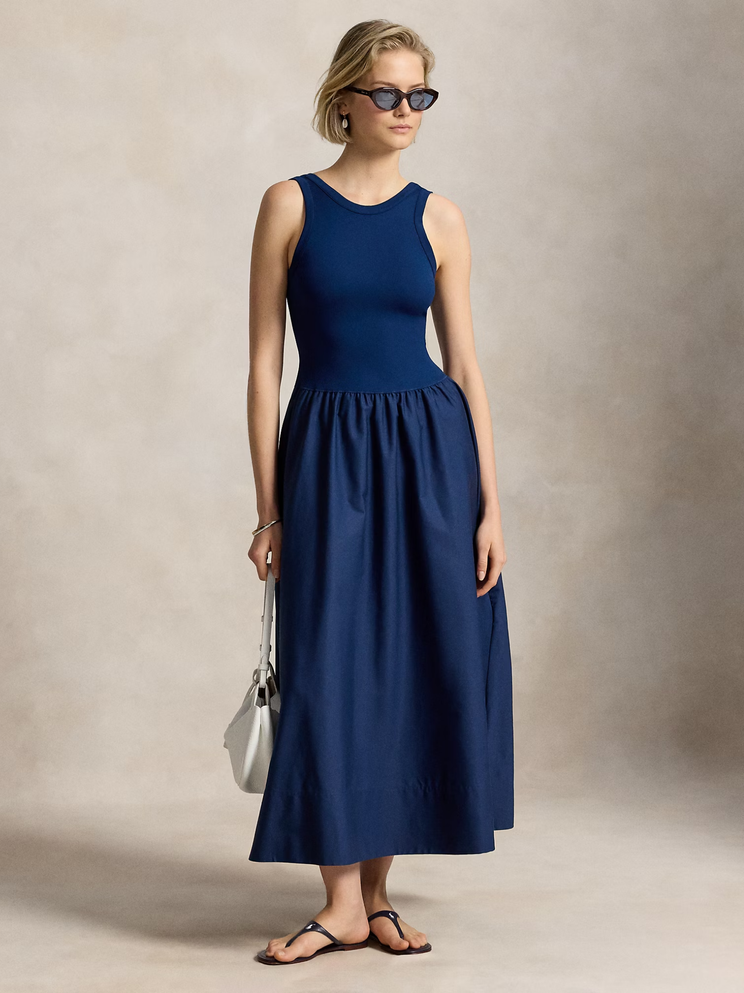 RALPH LAUREN WOMEN Ponte-Bodice Sleeveless Dress East Side Royal