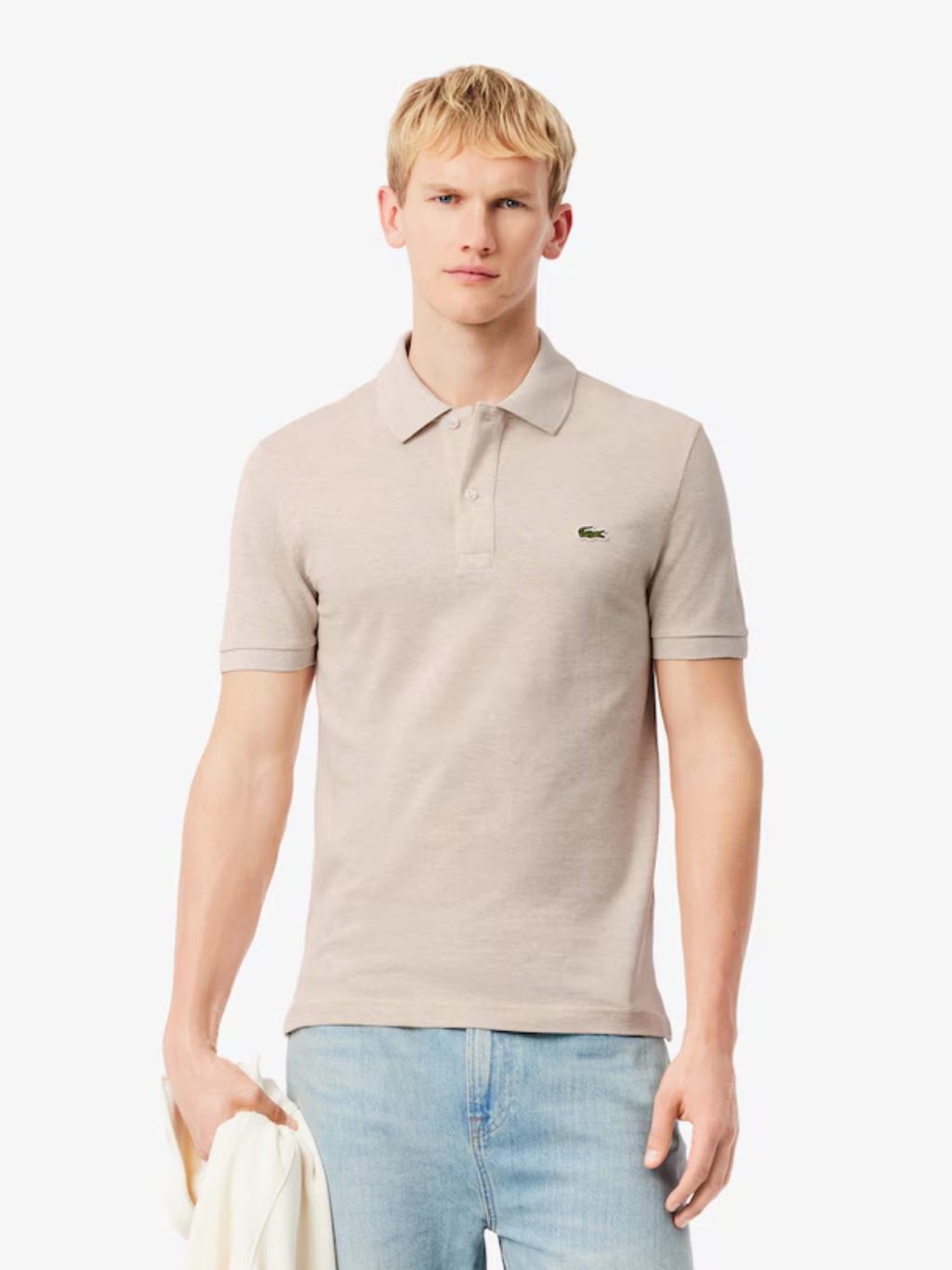 LACOSTE Slim Fit L.12.12 Original Polo Shirt Heathered Grey Beige