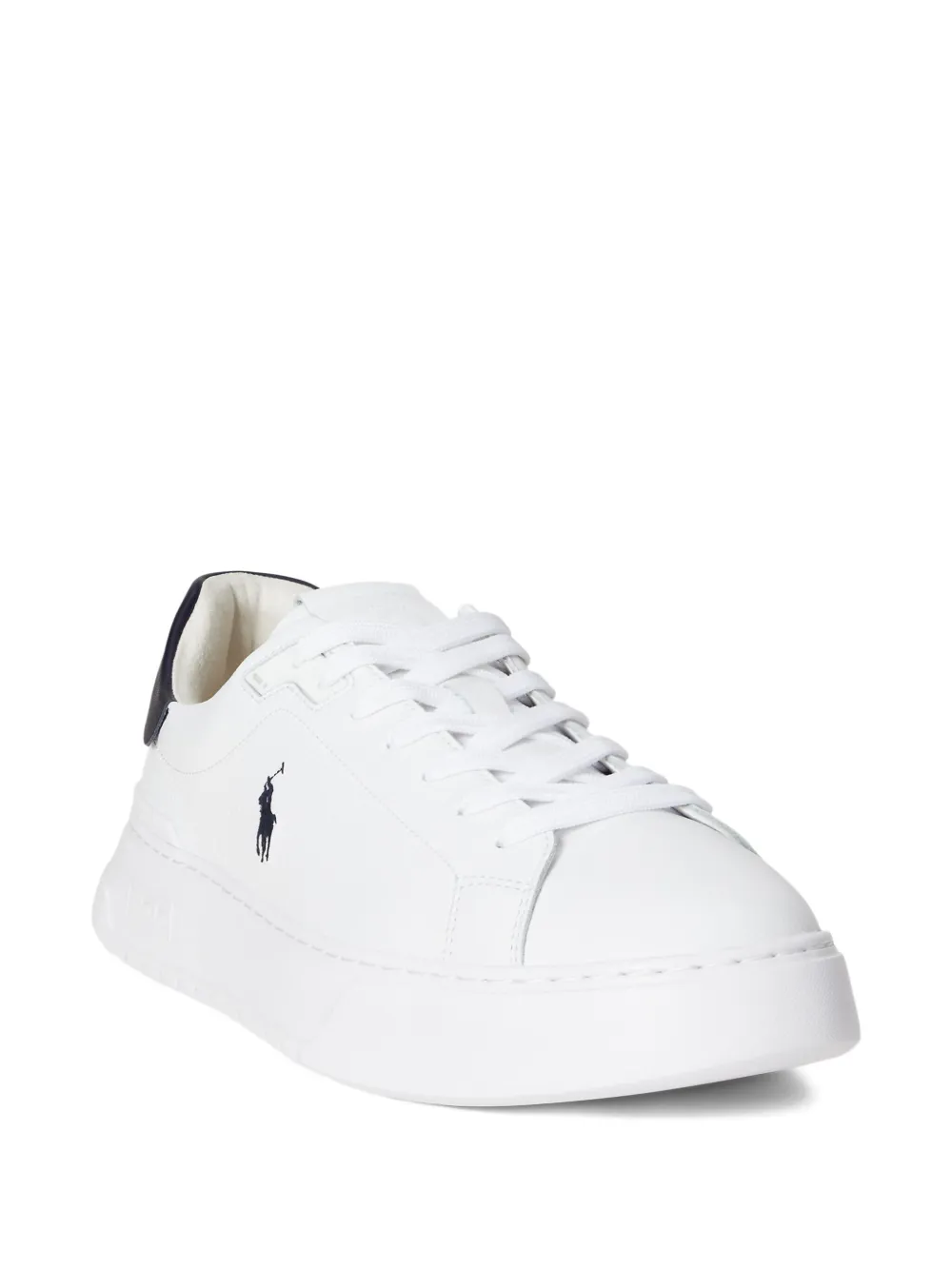 RALPH LAUREN RLite Court Tumbled Leather Sneakers White/Navy
