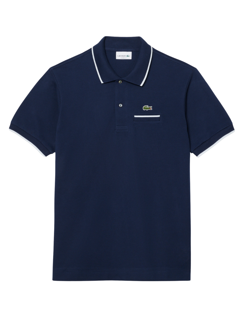 LACOSTE Classic Fit Pocket Accent L.12.12 Polo Shirt Navy/White