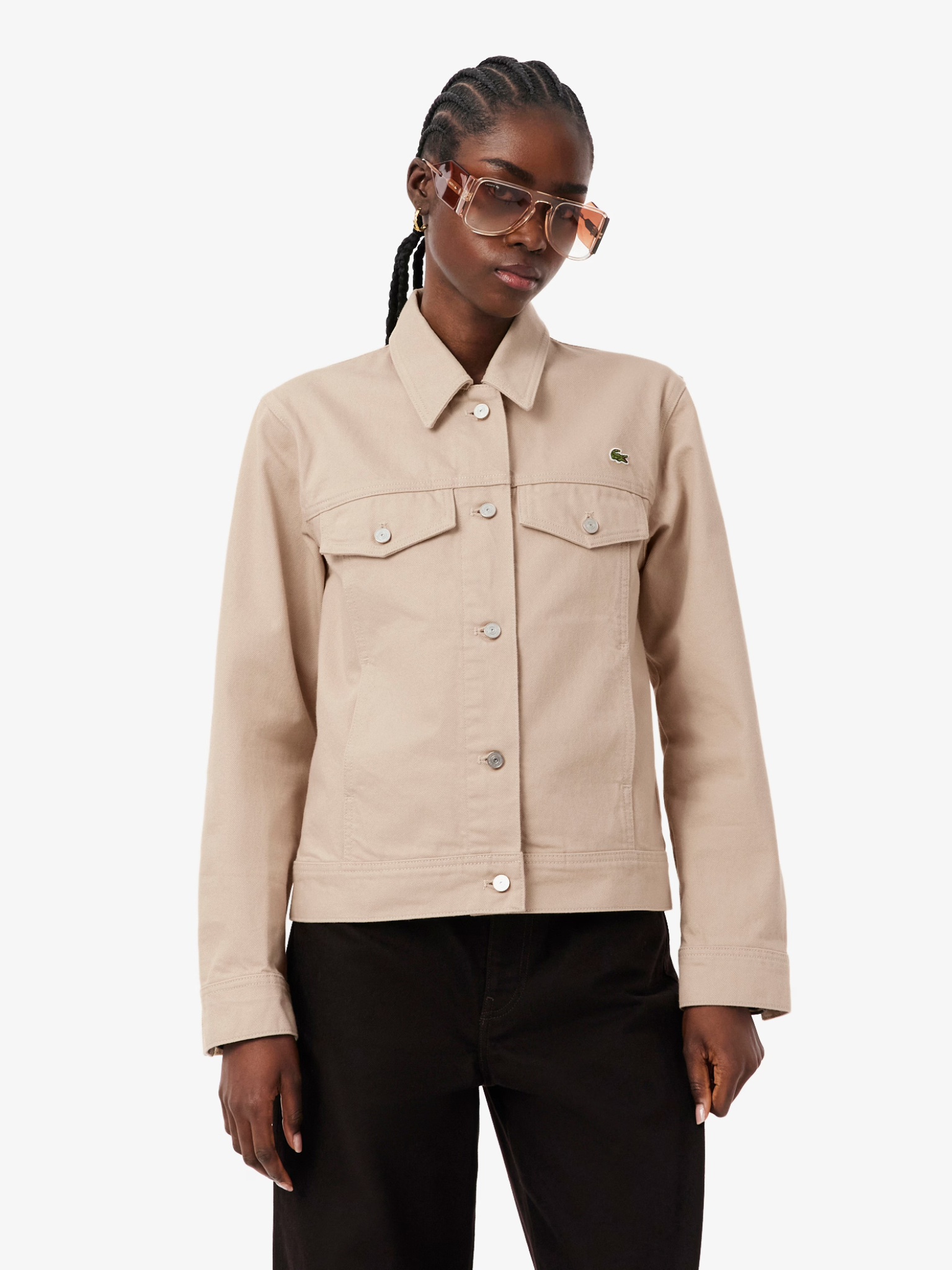 LACOSTE WOMEN Cotton Denim Jacket Beige