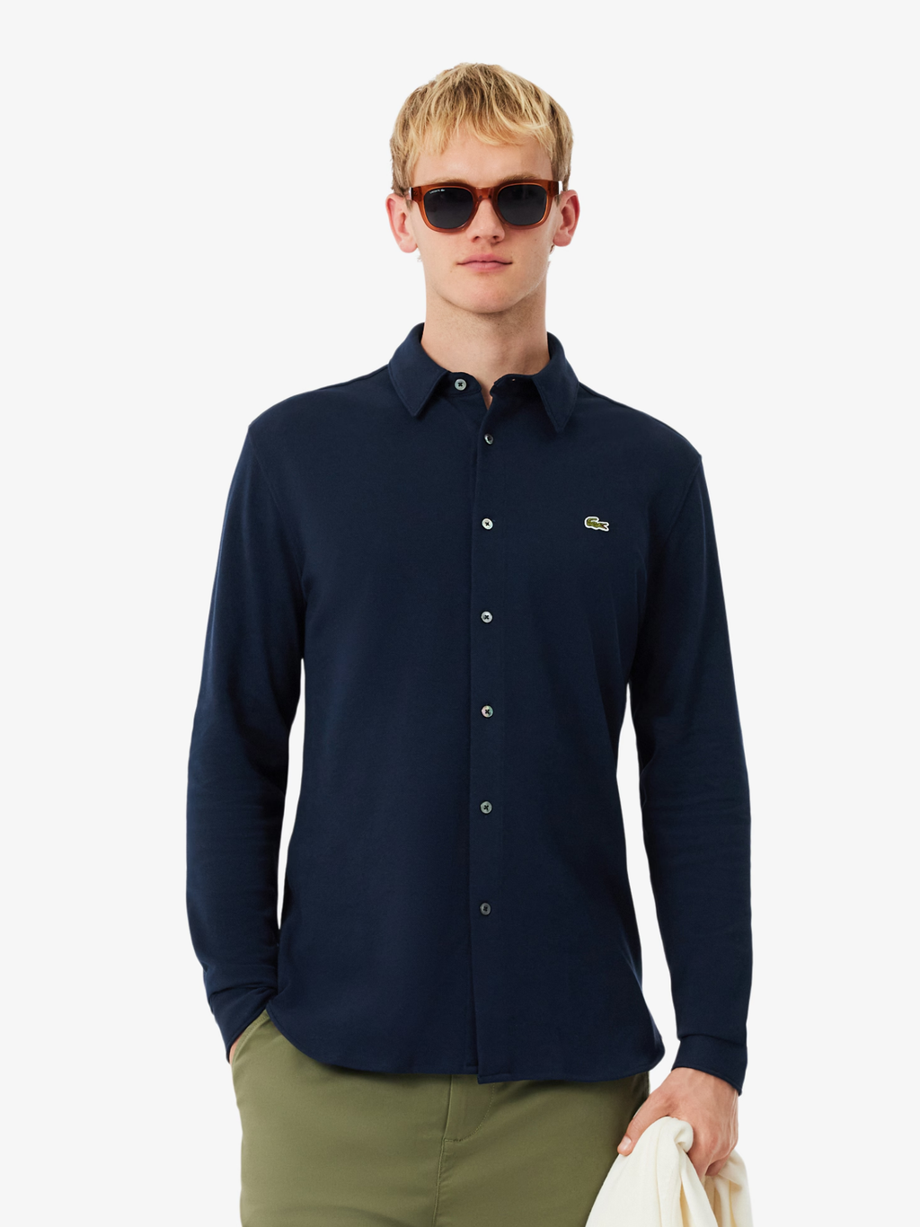 LACOSTE Slim Fit Cotton Piqué Shirt Midnight Blue