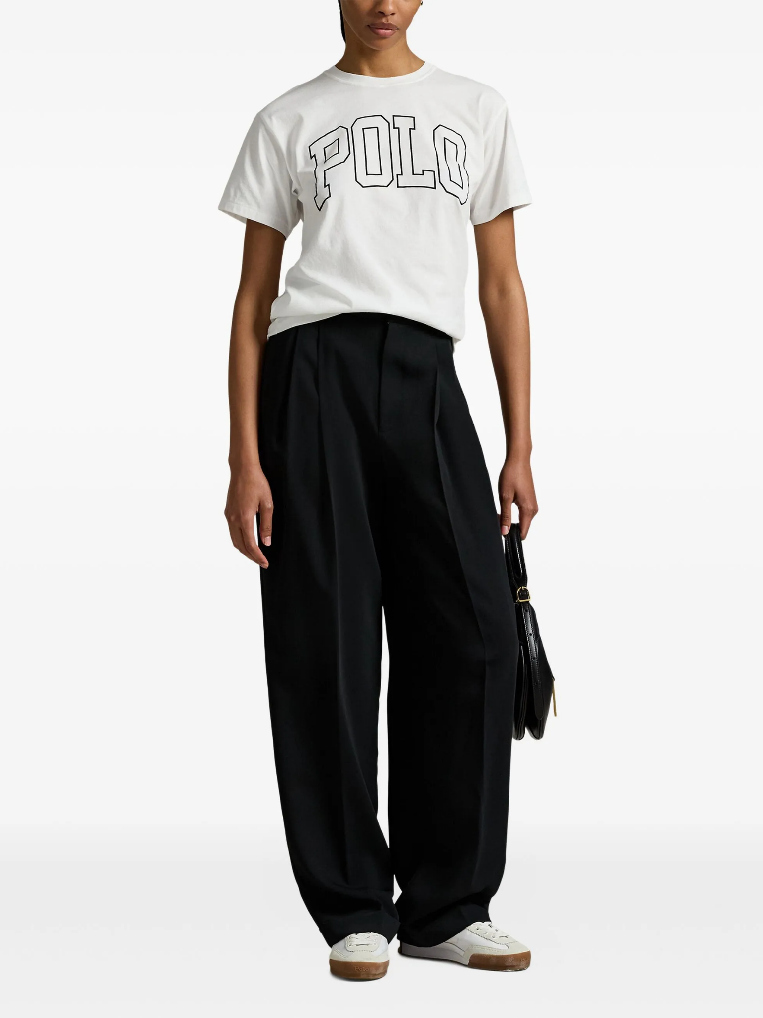 RALPH LAUREN WOMEN Logo Cotton Jersey Crewneck Tee White