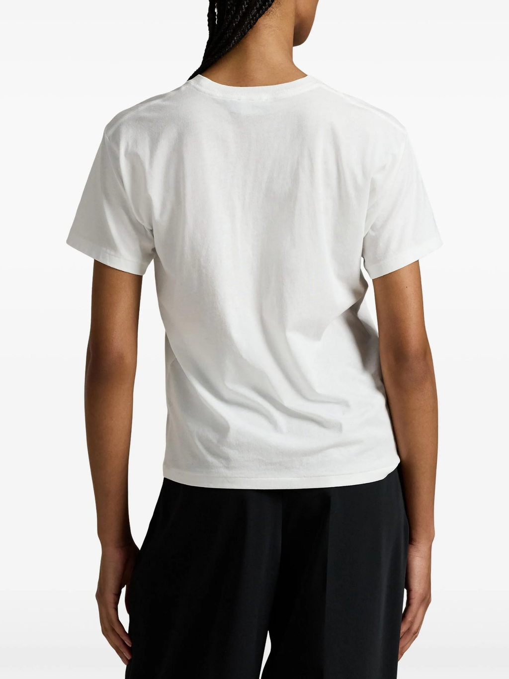 RALPH LAUREN WOMEN Logo Cotton Jersey Crewneck Tee White