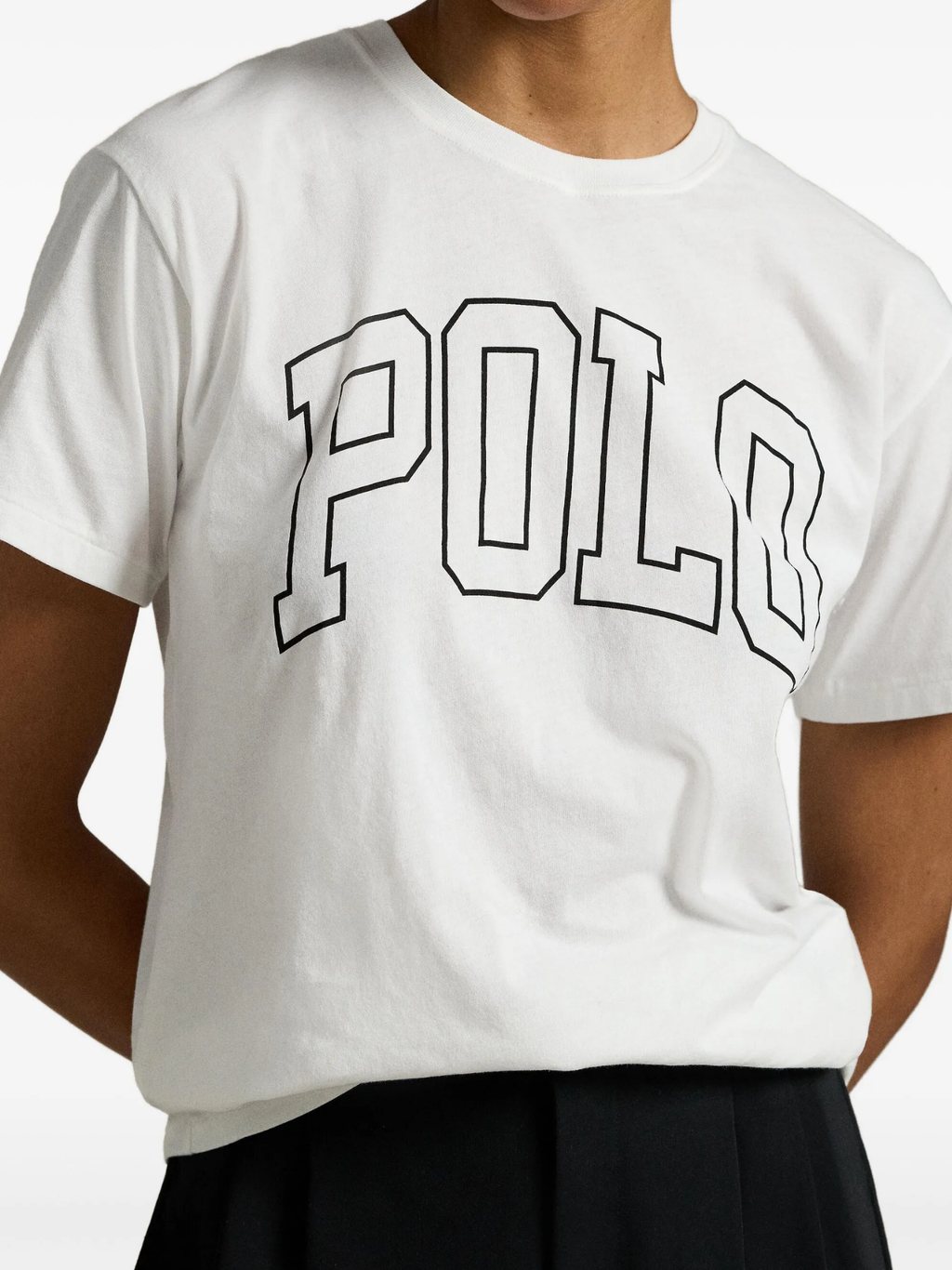 RALPH LAUREN WOMEN Logo Cotton Jersey Crewneck Tee White