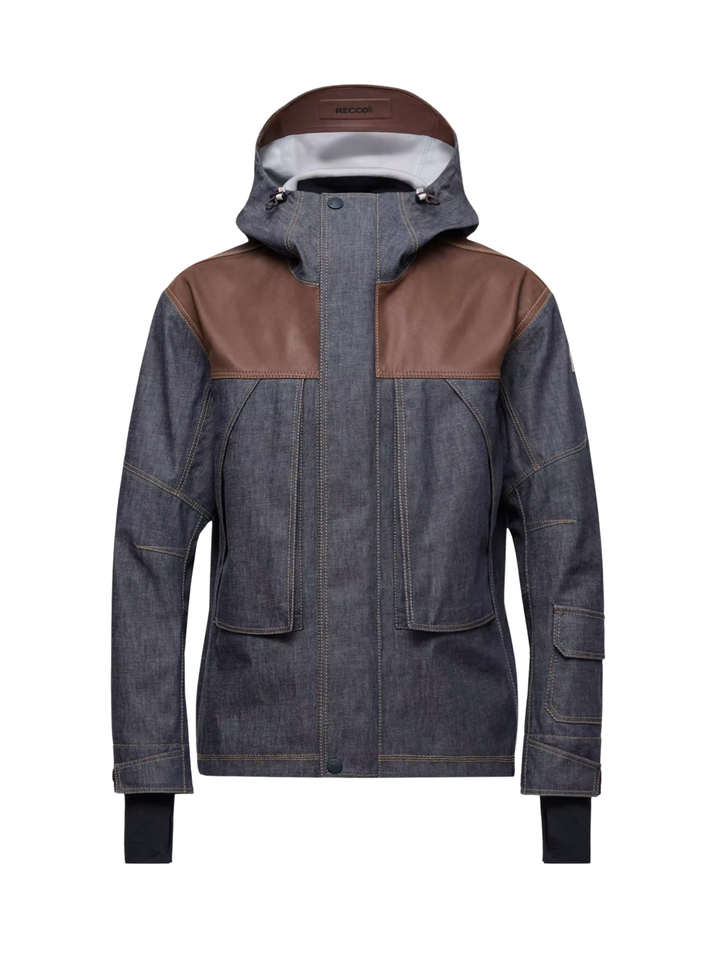 MONCLER GRENOBLE Langtang Hooded Denim Ski Jacket Dark Grey