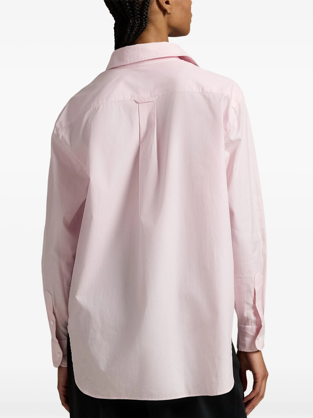 RALPH LAUREN WOMEN End-on-End Oversize Fit Cotton Shirt Surfside Rose