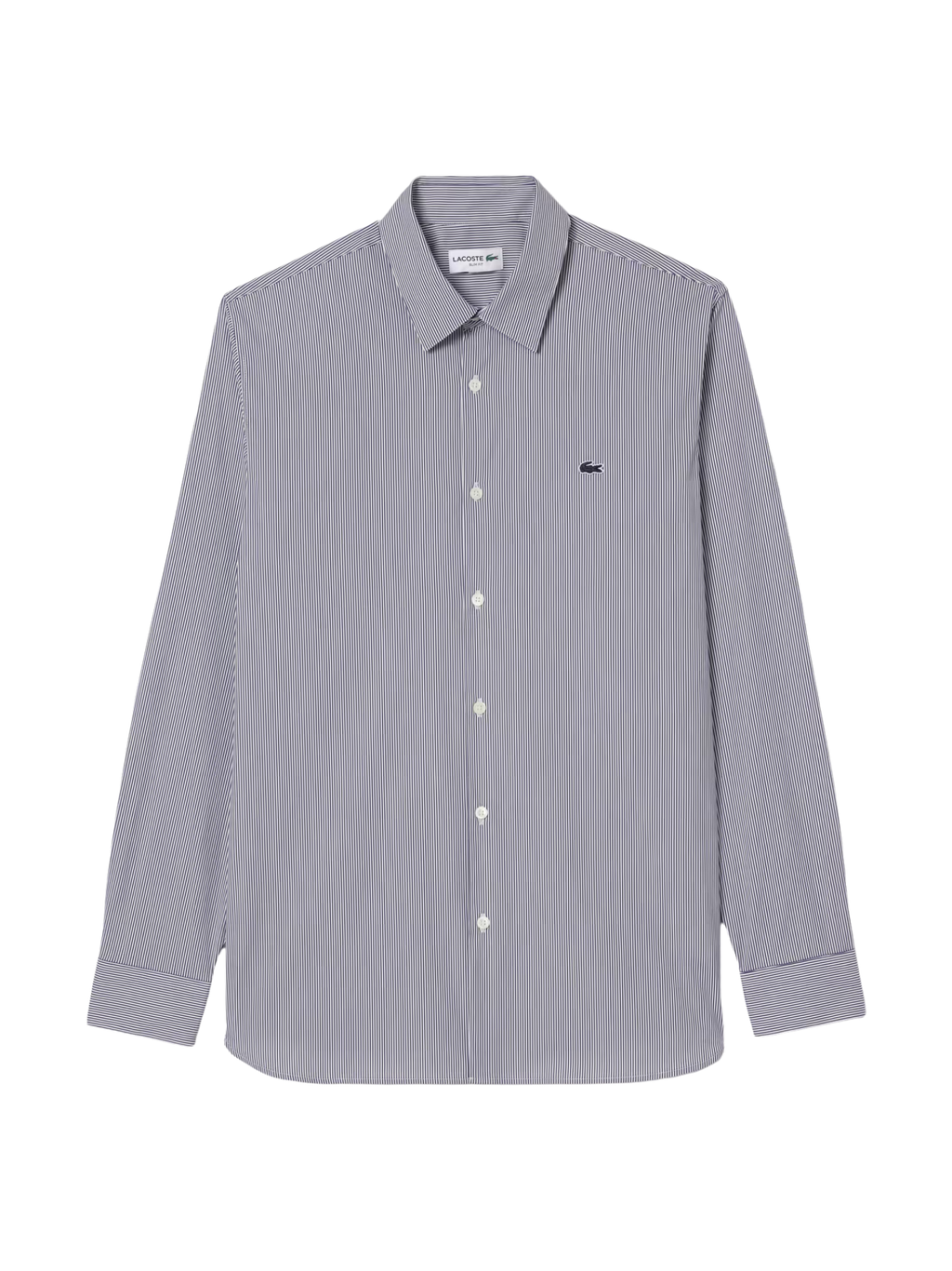 LACOSTE Slim Fit Striped Stretch Poplin Shirt White/Navy