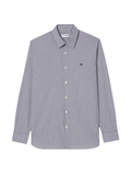 LACOSTE Slim Fit Striped Stretch Poplin Shirt White/Navy