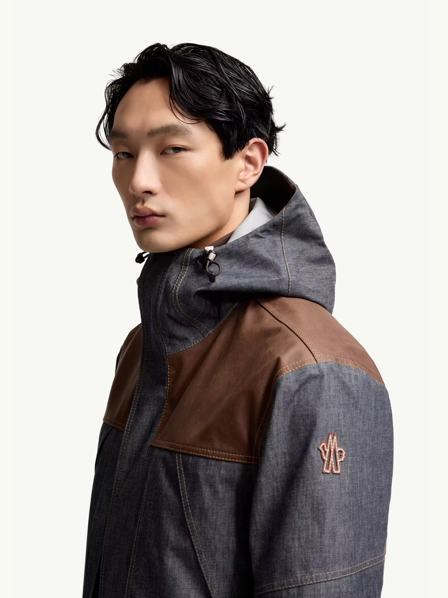 MONCLER GRENOBLE Langtang Hooded Denim Ski Jacket Dark Grey