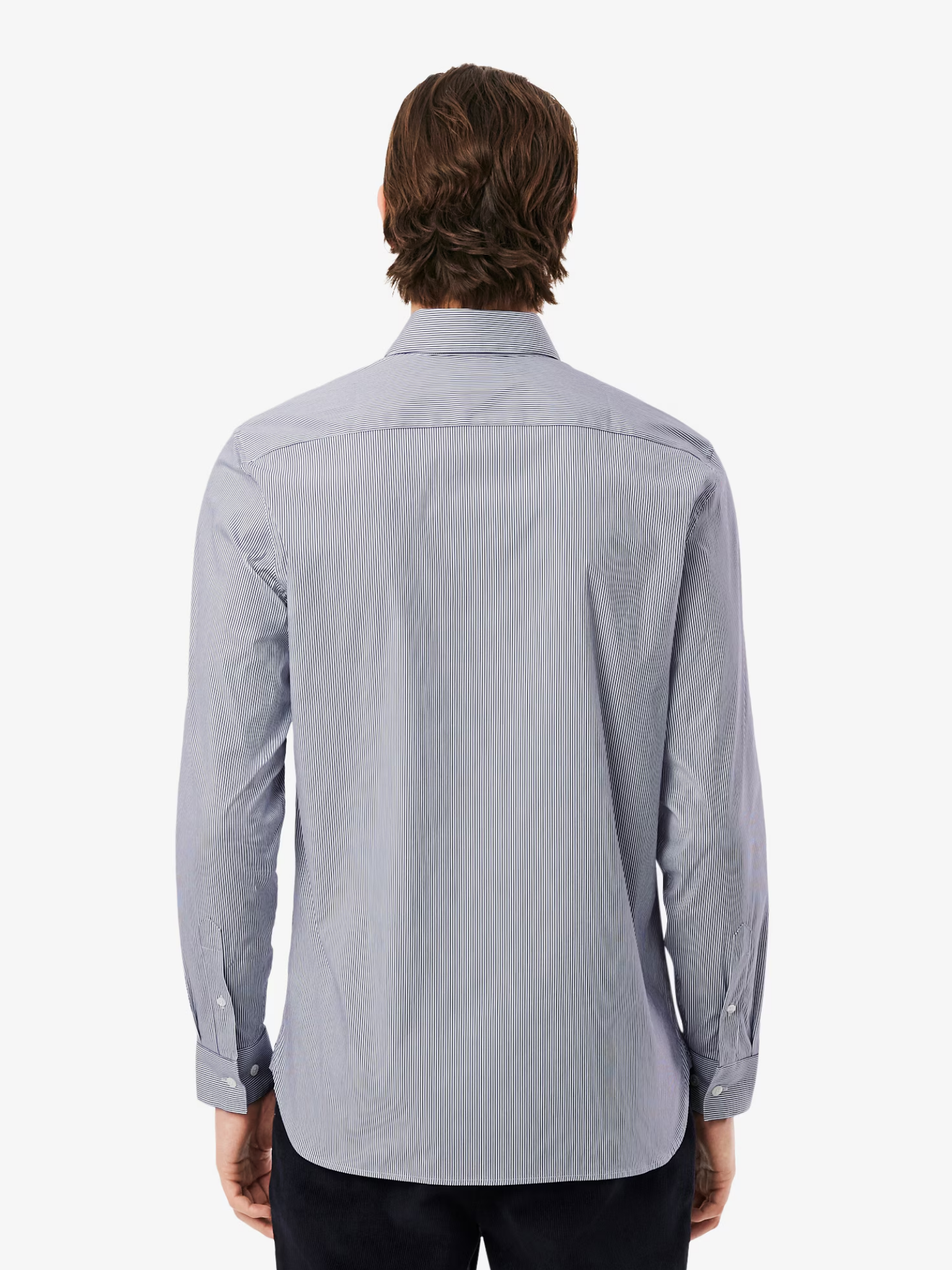 LACOSTE Slim Fit Striped Stretch Poplin Shirt White/Navy