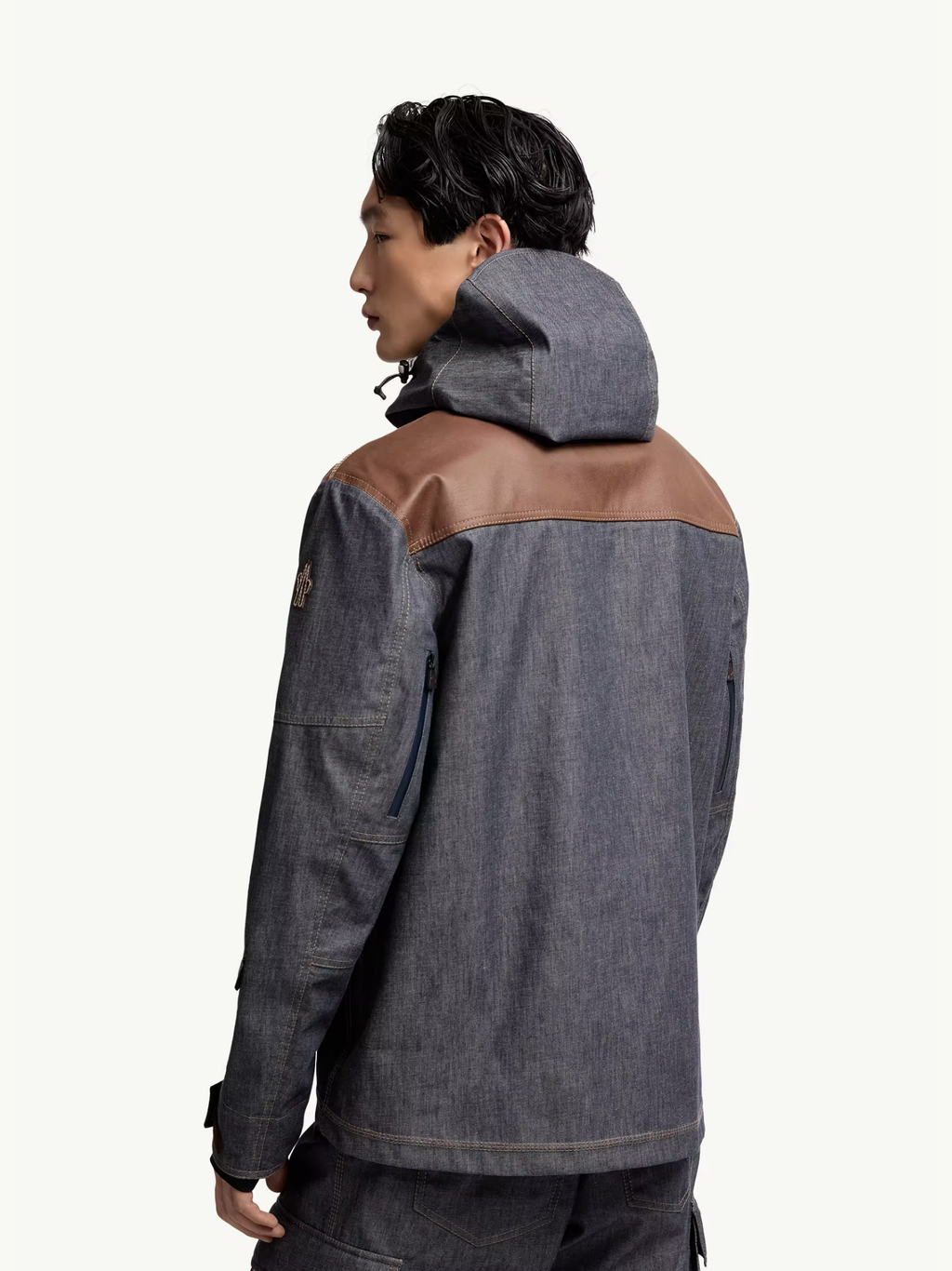MONCLER GRENOBLE Langtang Hooded Denim Ski Jacket Dark Grey
