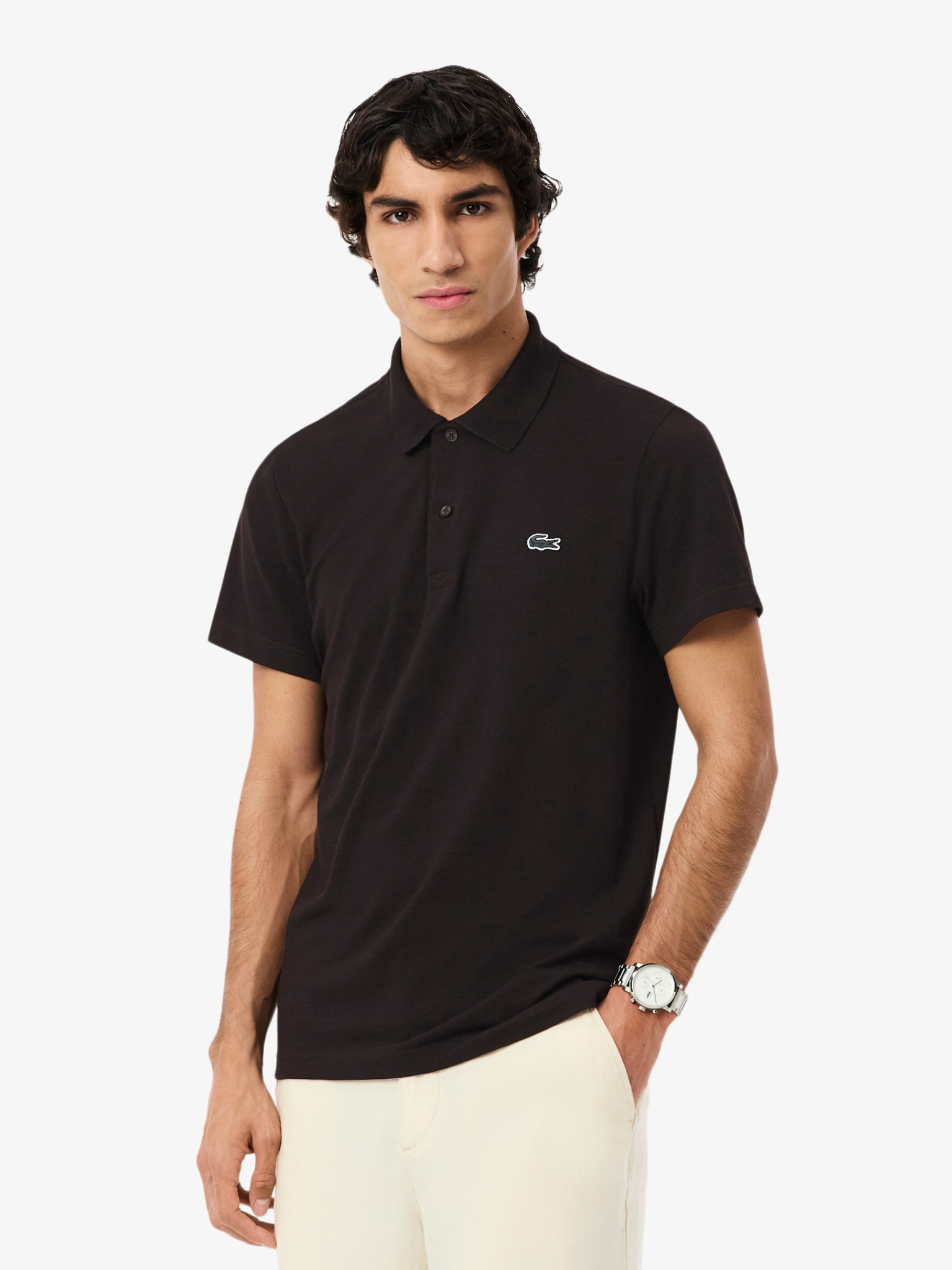 LACOSTE Regular Fit Cotton Blend Polo Shirt Brown