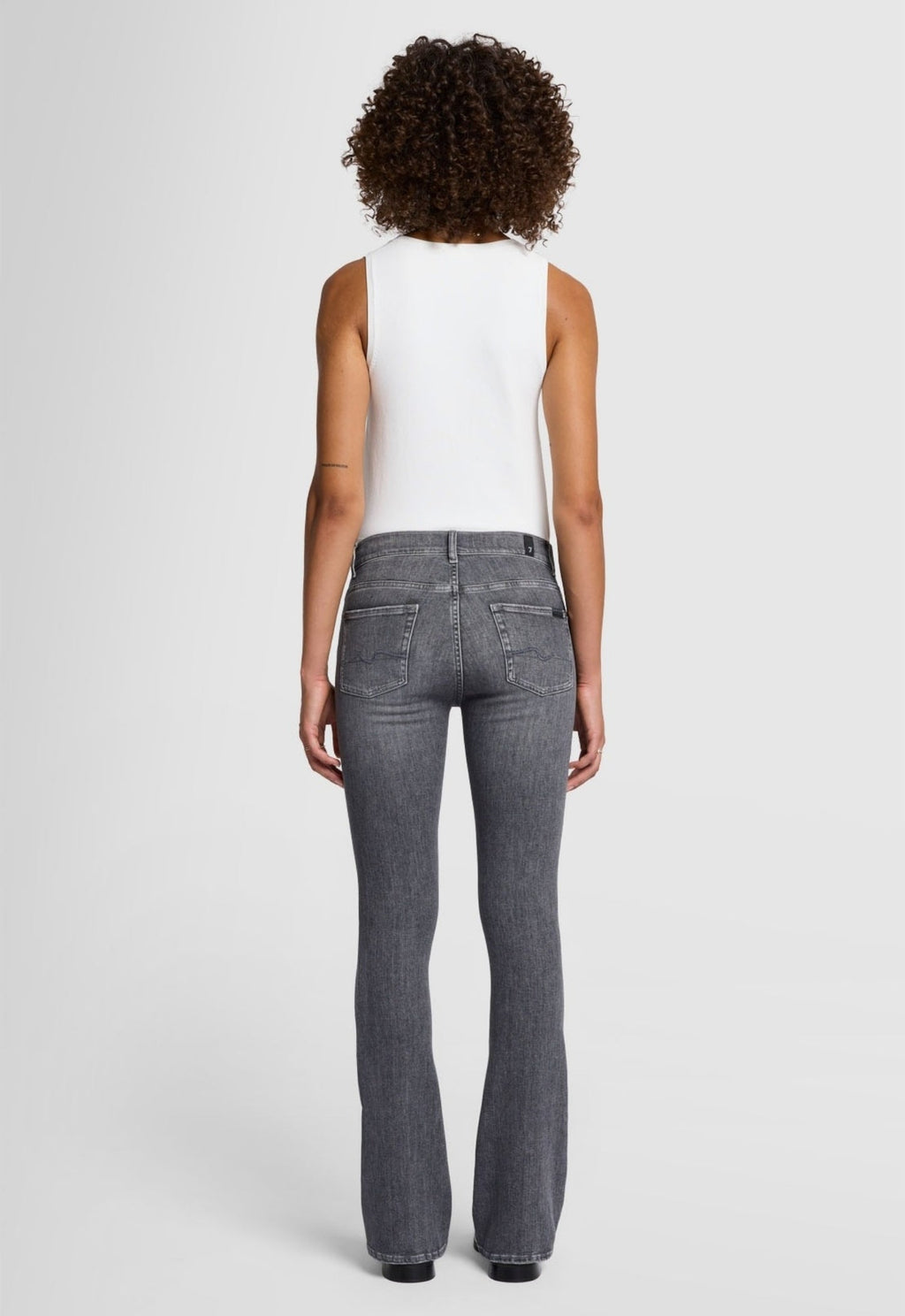 7 FOR ALL MANKIND WOMEN BOOTCUT Soho Slim Illusion Mid Waist Jeans Grey