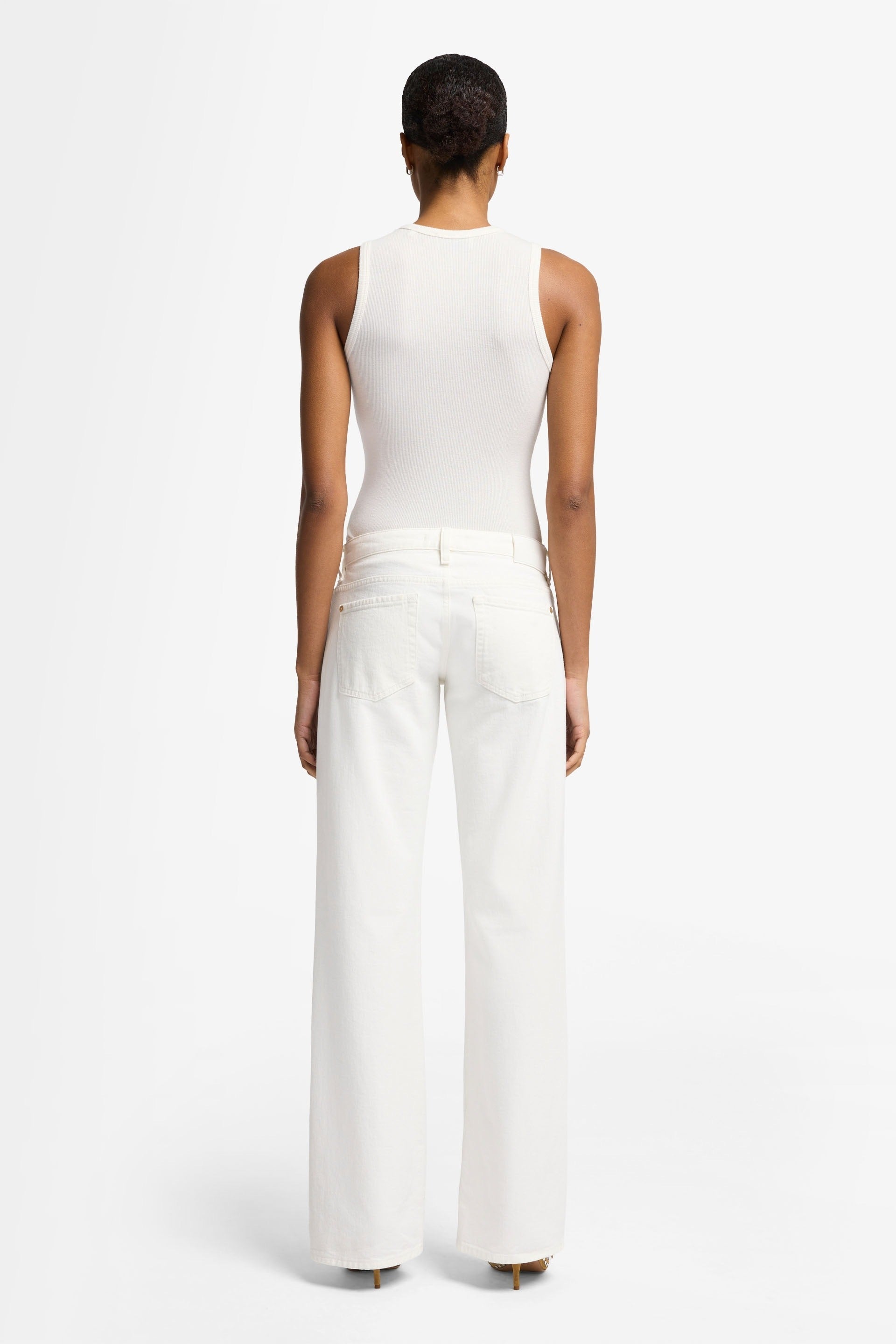 7 FOR ALL MANKIND WOMEN Low Waist Straight Jeans Milkyway White