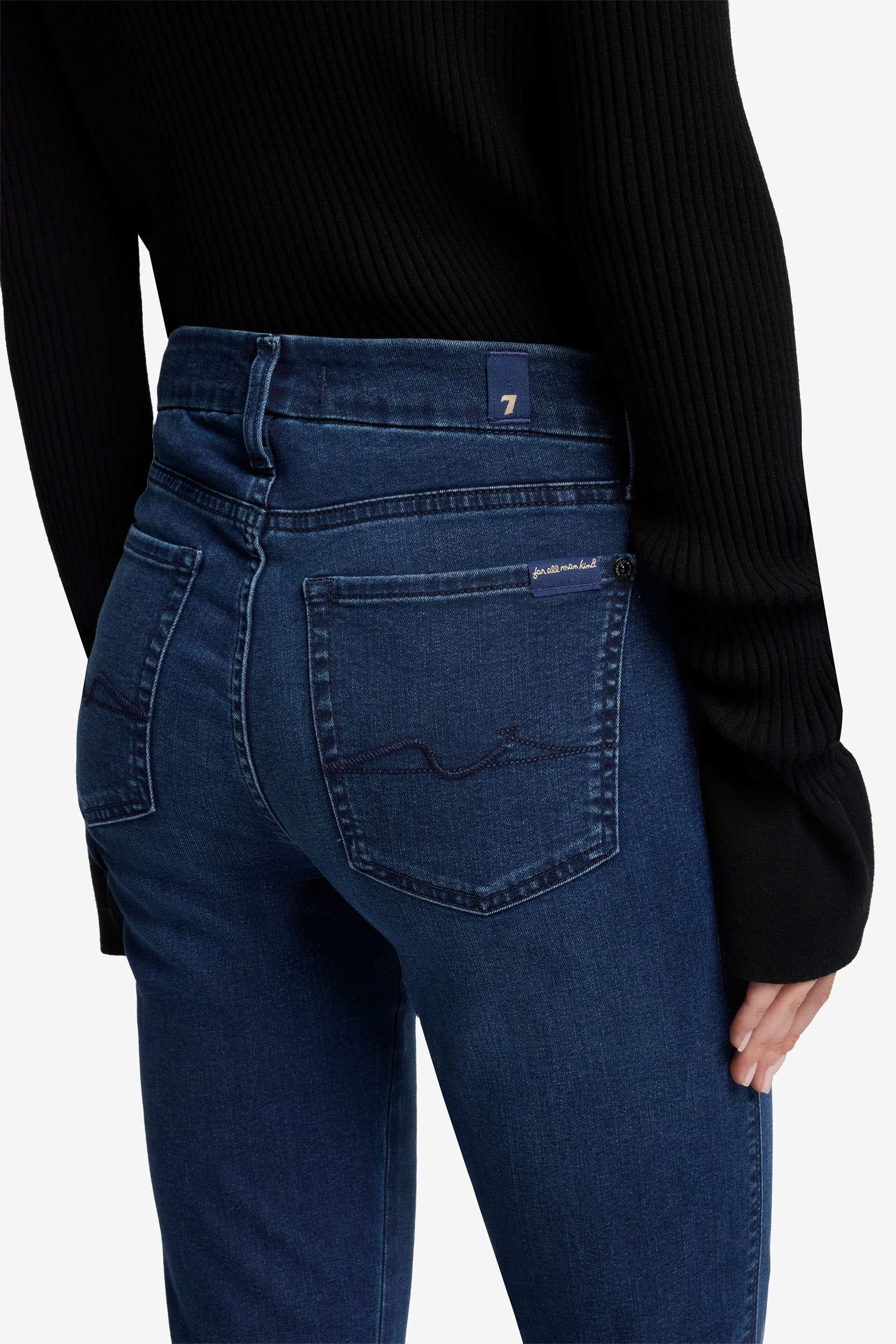 7 FOR ALL MANKIND WOMEN KIMMIE STRAIGHT Park Avenue Mid Waist Slim Jeans Dark Blue