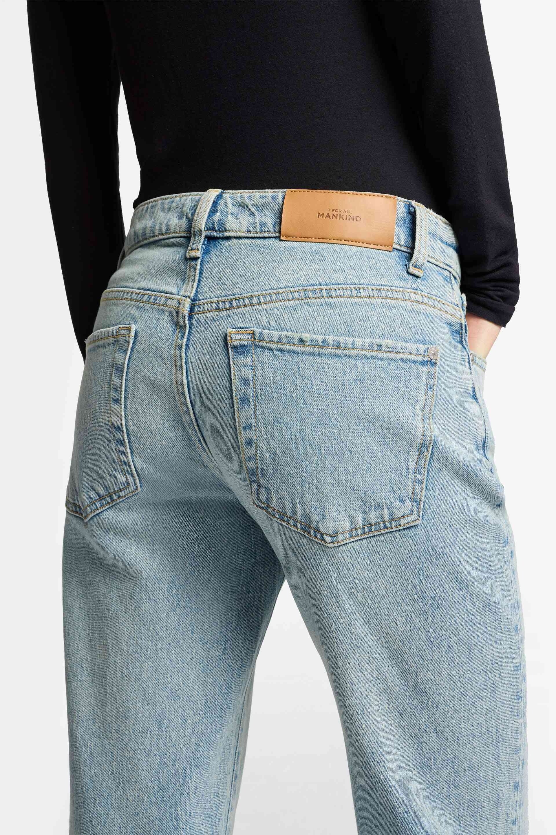 7 FOR ALL MANKIND WOMEN CALIE STRAIGHT Mid Waist Jeans Blue