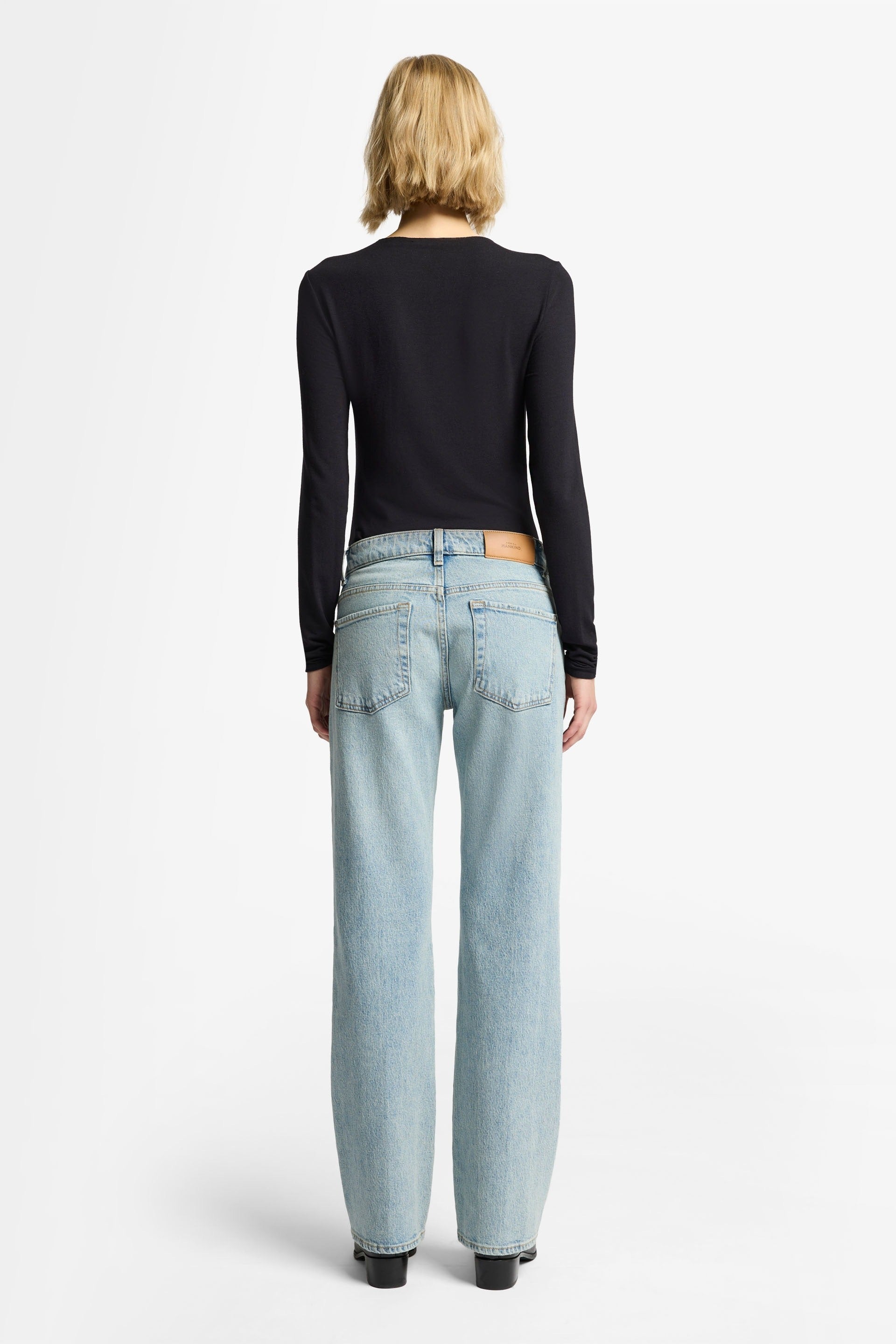 7 FOR ALL MANKIND WOMEN CALIE STRAIGHT Mid Waist Jeans Blue