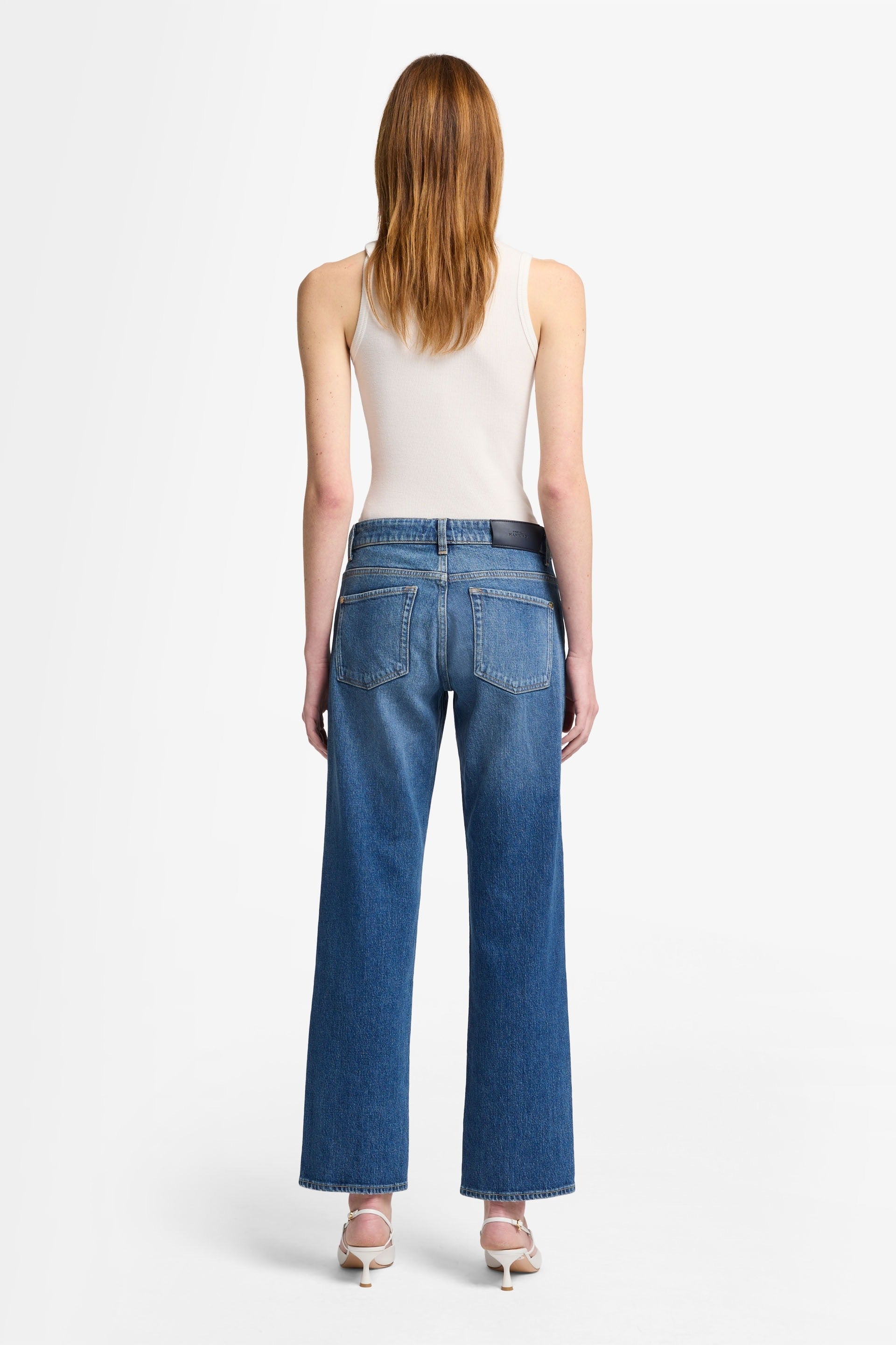 7 FOR ALL MANKIND WOMEN CALIE STRAIGHT  Mid Waist Jeans Explorer Blue
