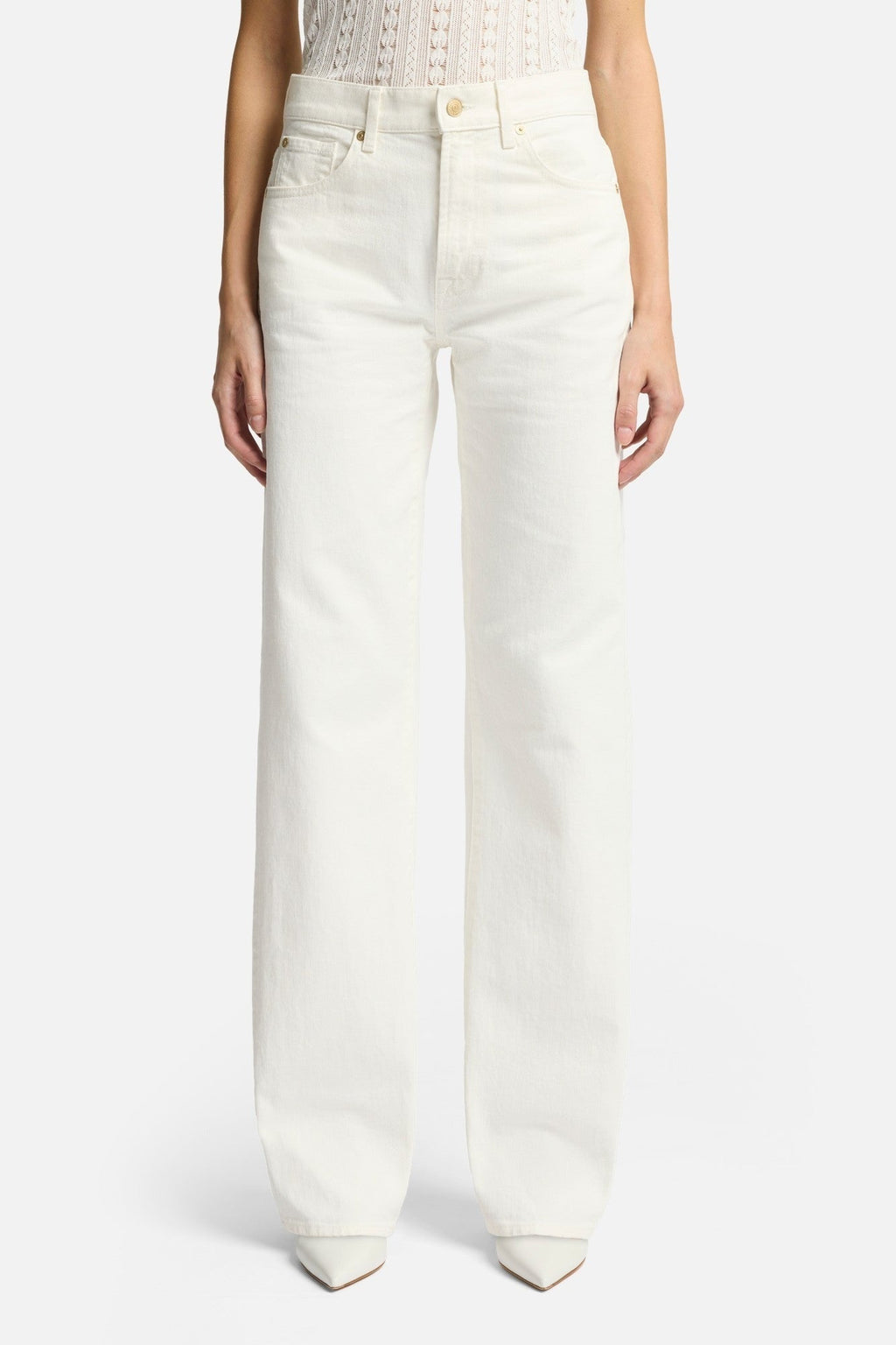 7 FOR ALL MANKIND WOMEN TESS High Rise Straight Jeans Milkyway White