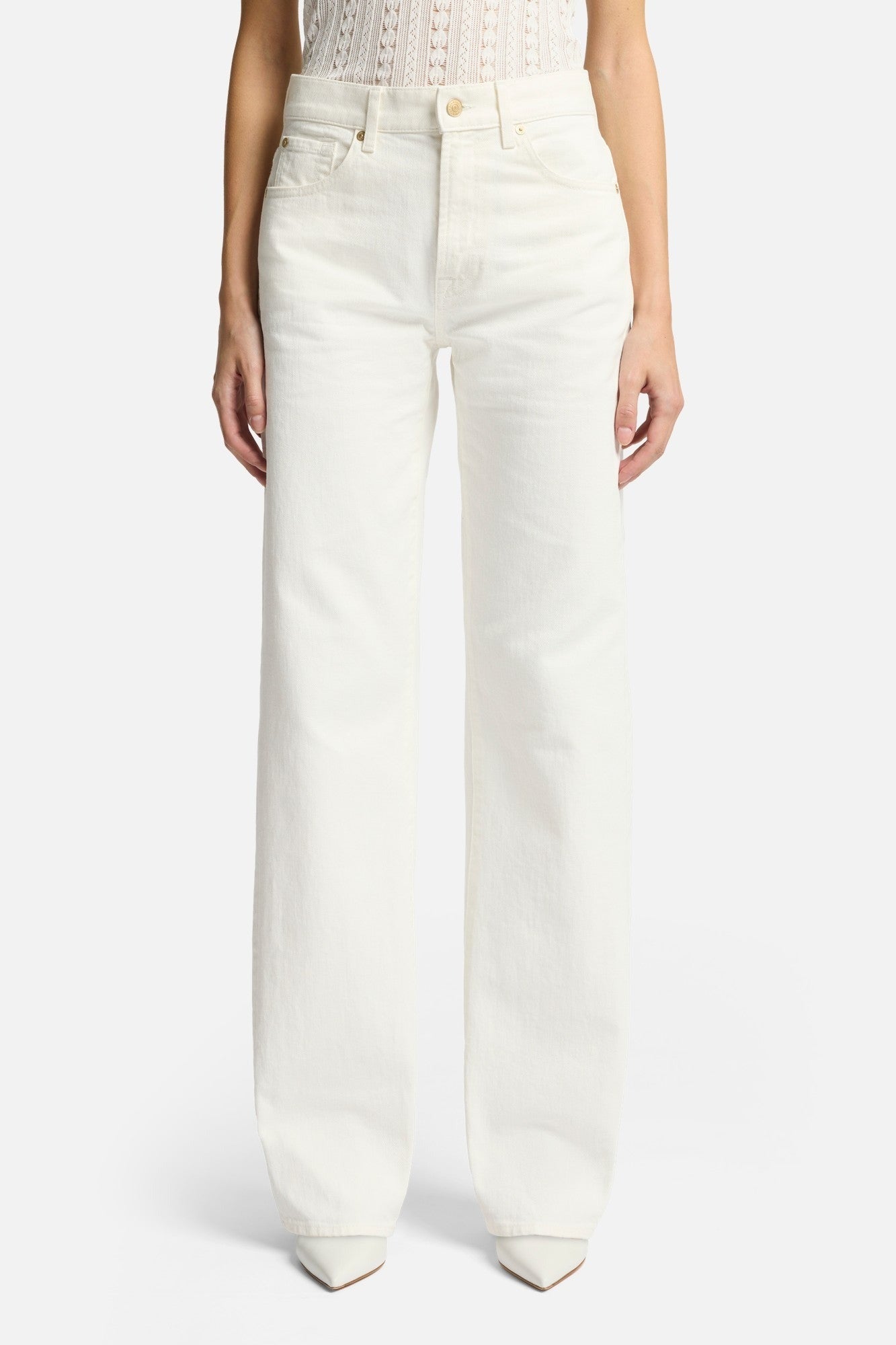 7 FOR ALL MANKIND WOMEN TESS High Rise Straight Jeans Milkyway White